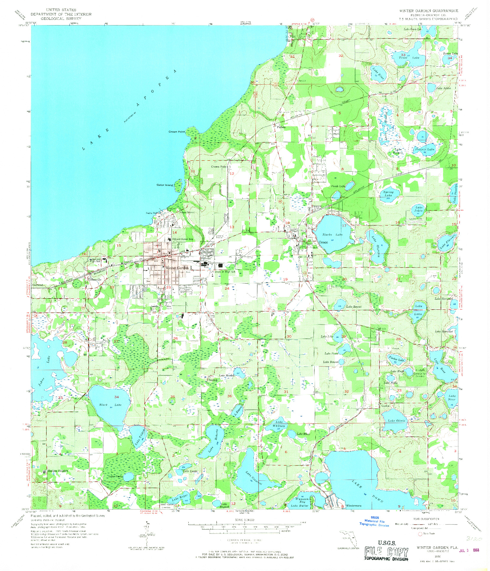 USGS 1:24000-SCALE QUADRANGLE FOR WINTER GARDEN, FL 1956