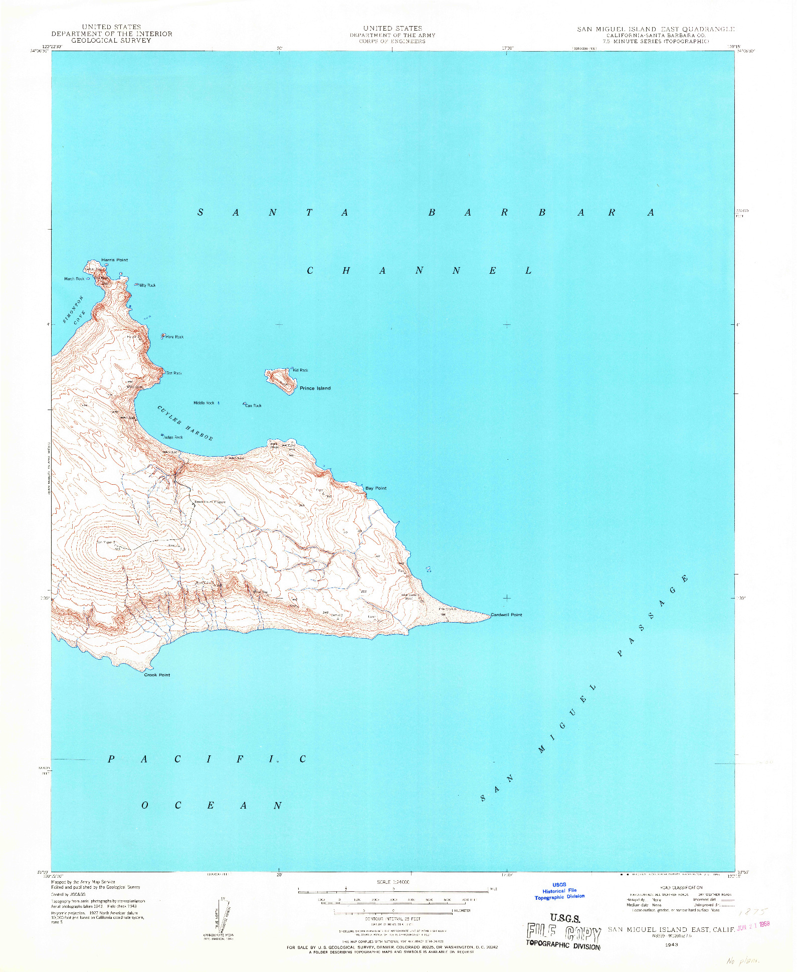 USGS 1:24000-SCALE QUADRANGLE FOR SAN MIGUEL ISLAND EAST, CA 1943