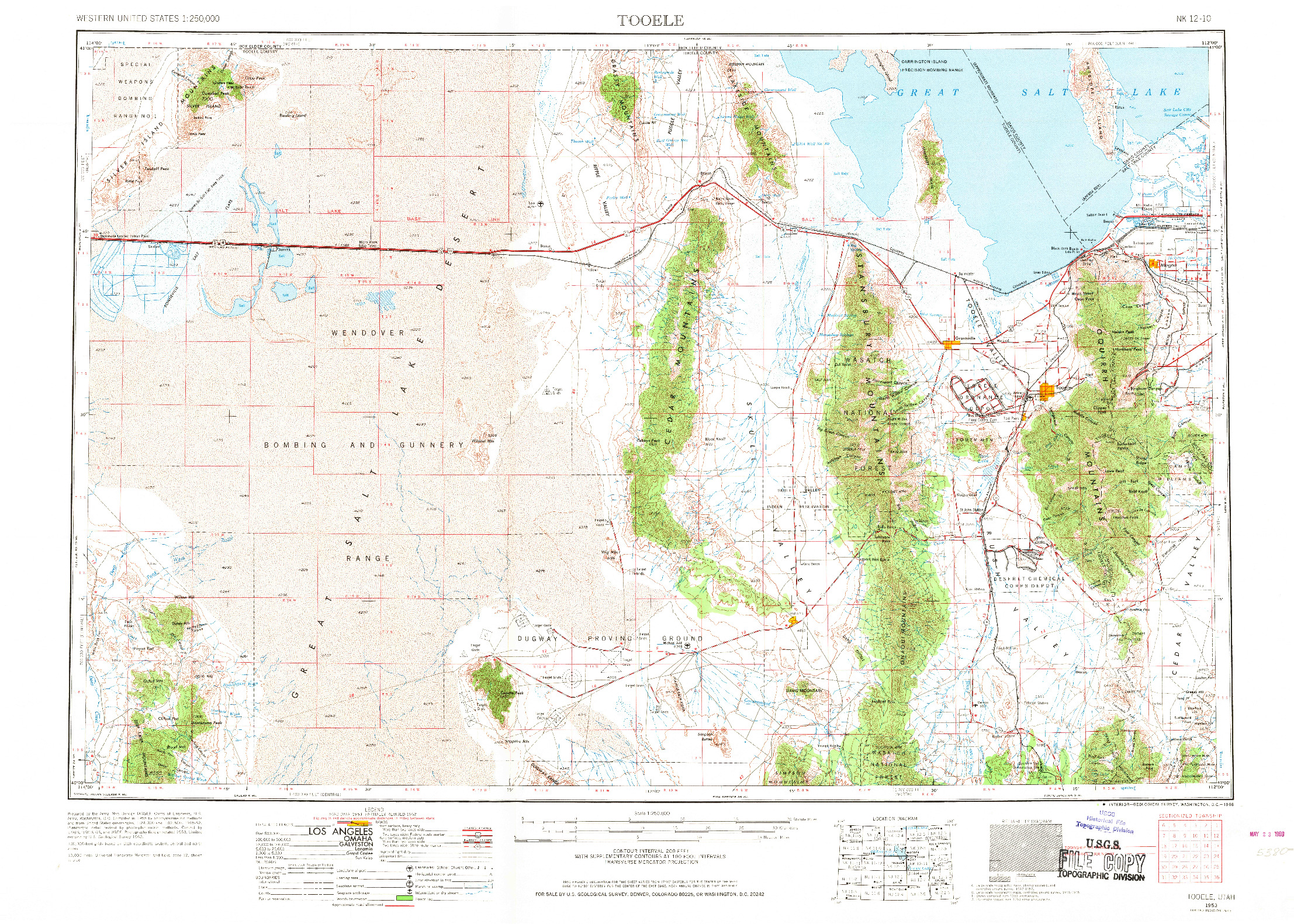 USGS 1:250000-SCALE QUADRANGLE FOR TOOELE, UT 1953