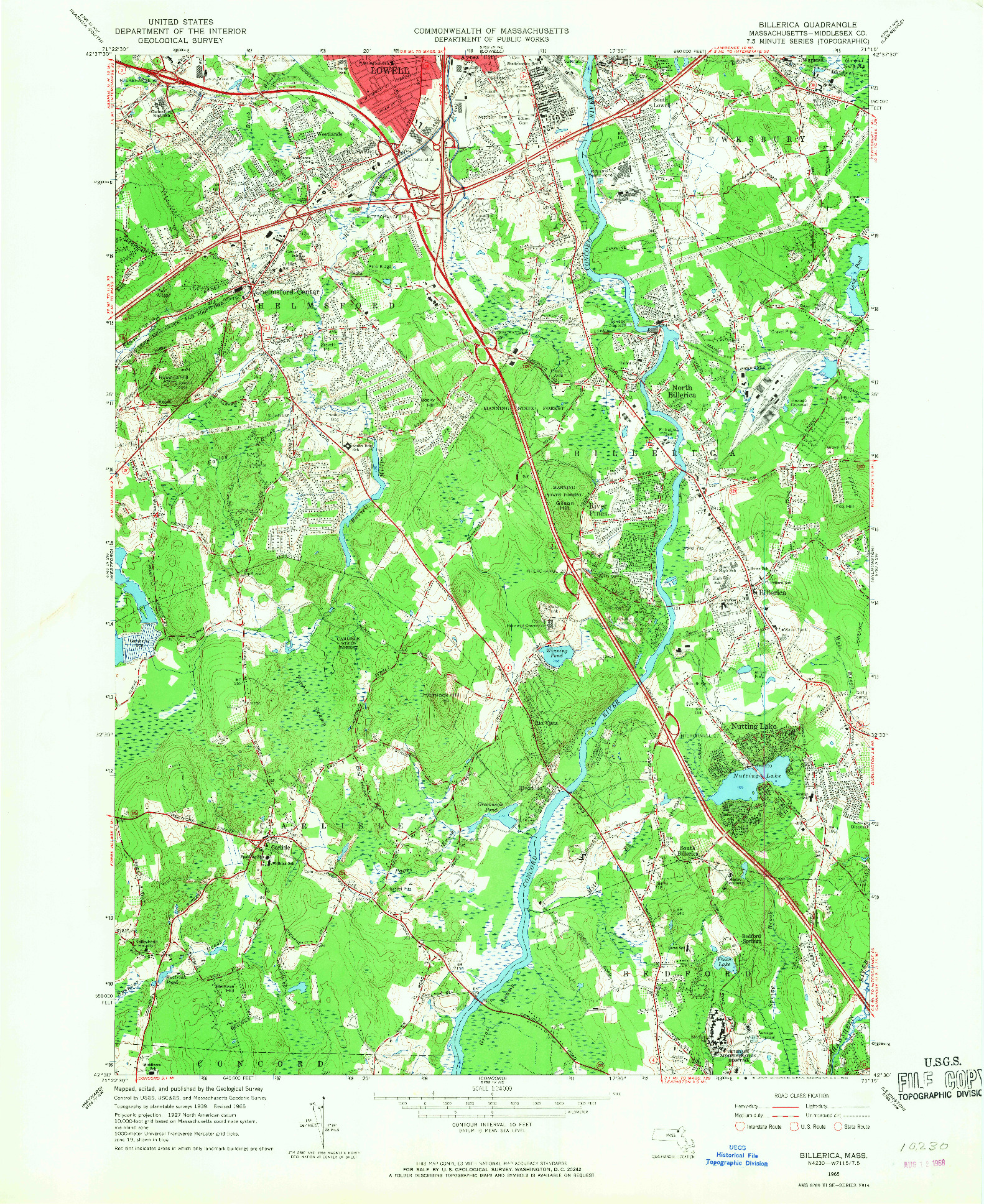 USGS 1:24000-SCALE QUADRANGLE FOR BILLERICA, MA 1965