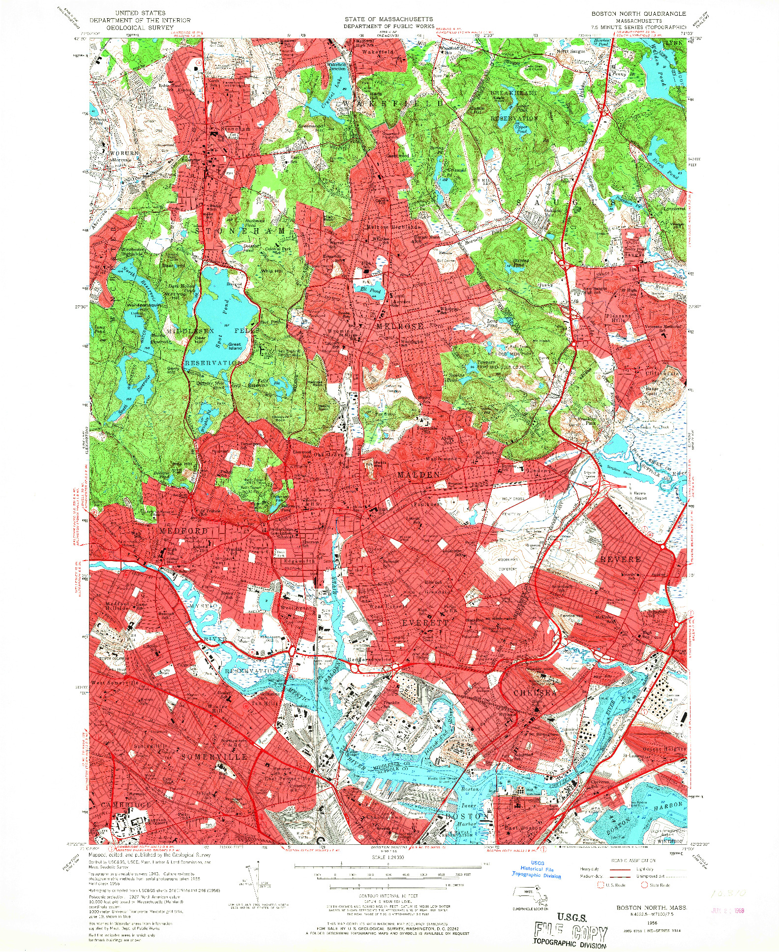 USGS 1:24000-SCALE QUADRANGLE FOR BOSTON NORTH, MA 1956