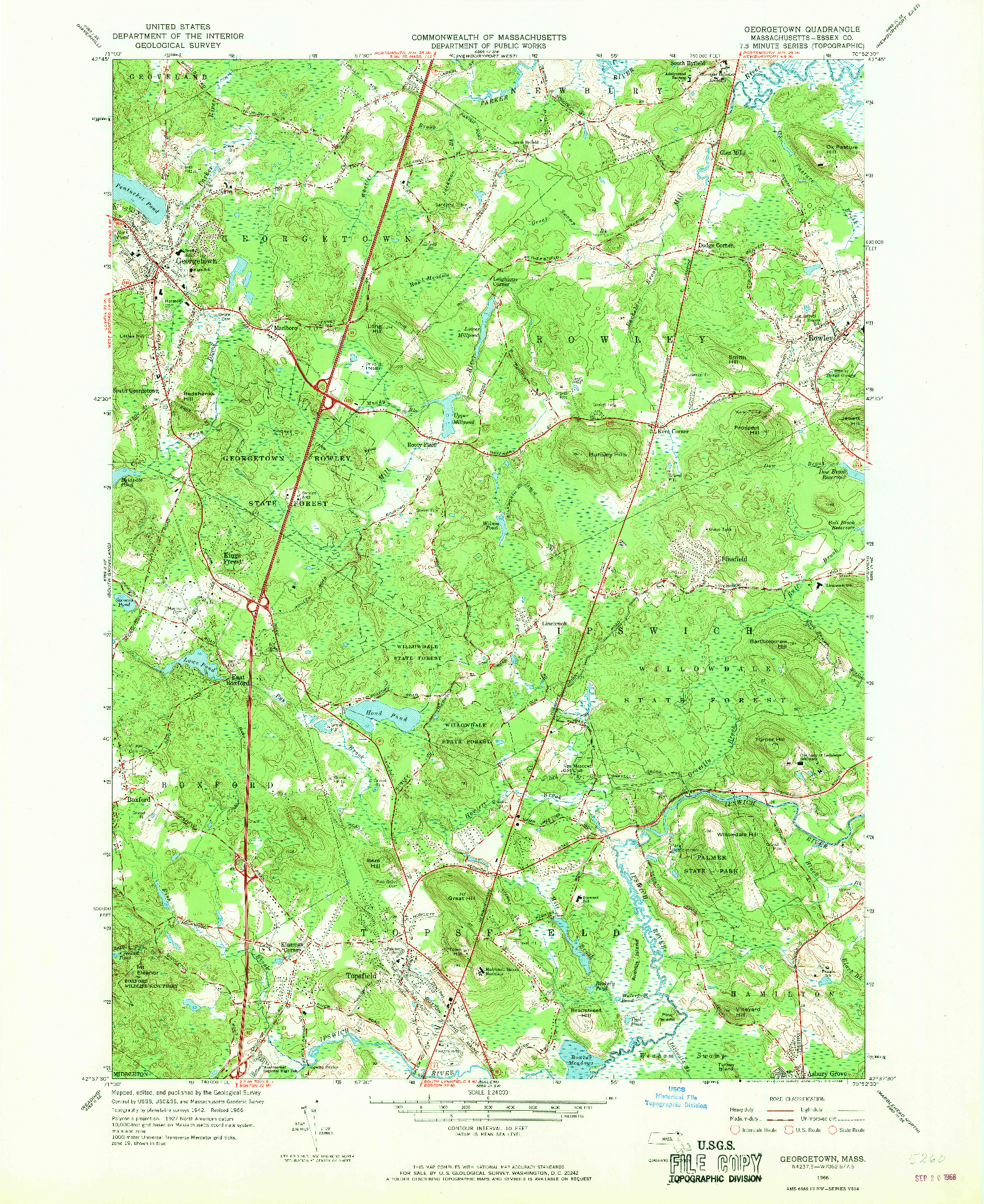 USGS 1:24000-SCALE QUADRANGLE FOR GEORGETOWN, MA 1966