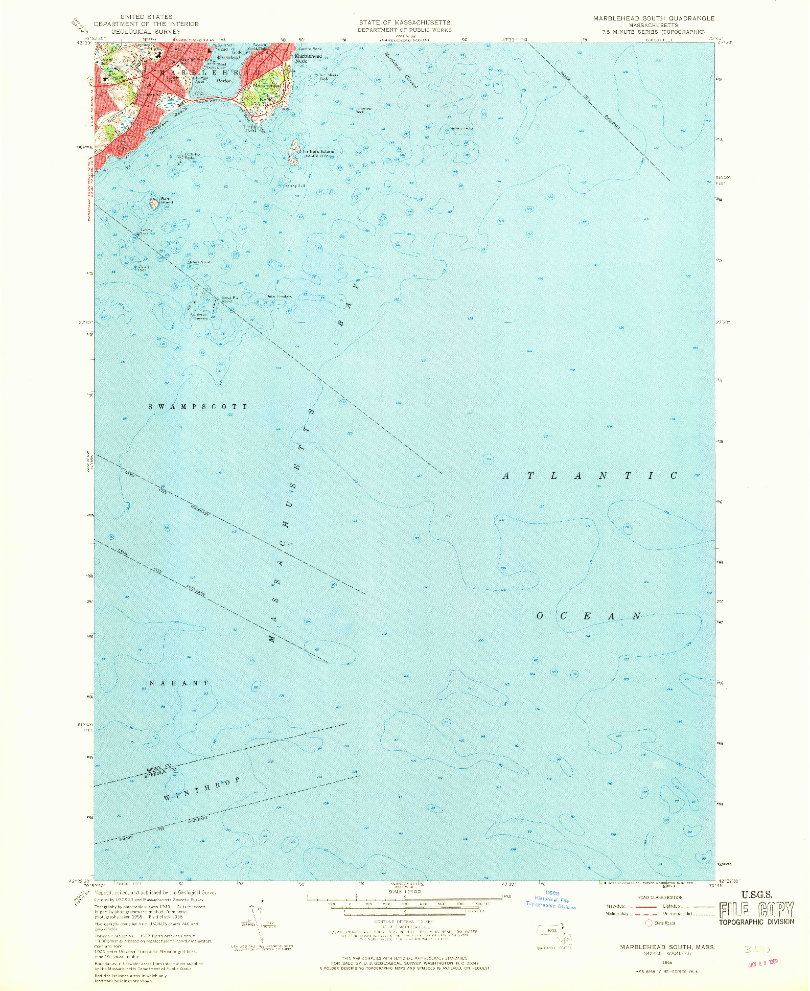 USGS 1:24000-SCALE QUADRANGLE FOR MARBLEHEAD SOUTH, MA 1956