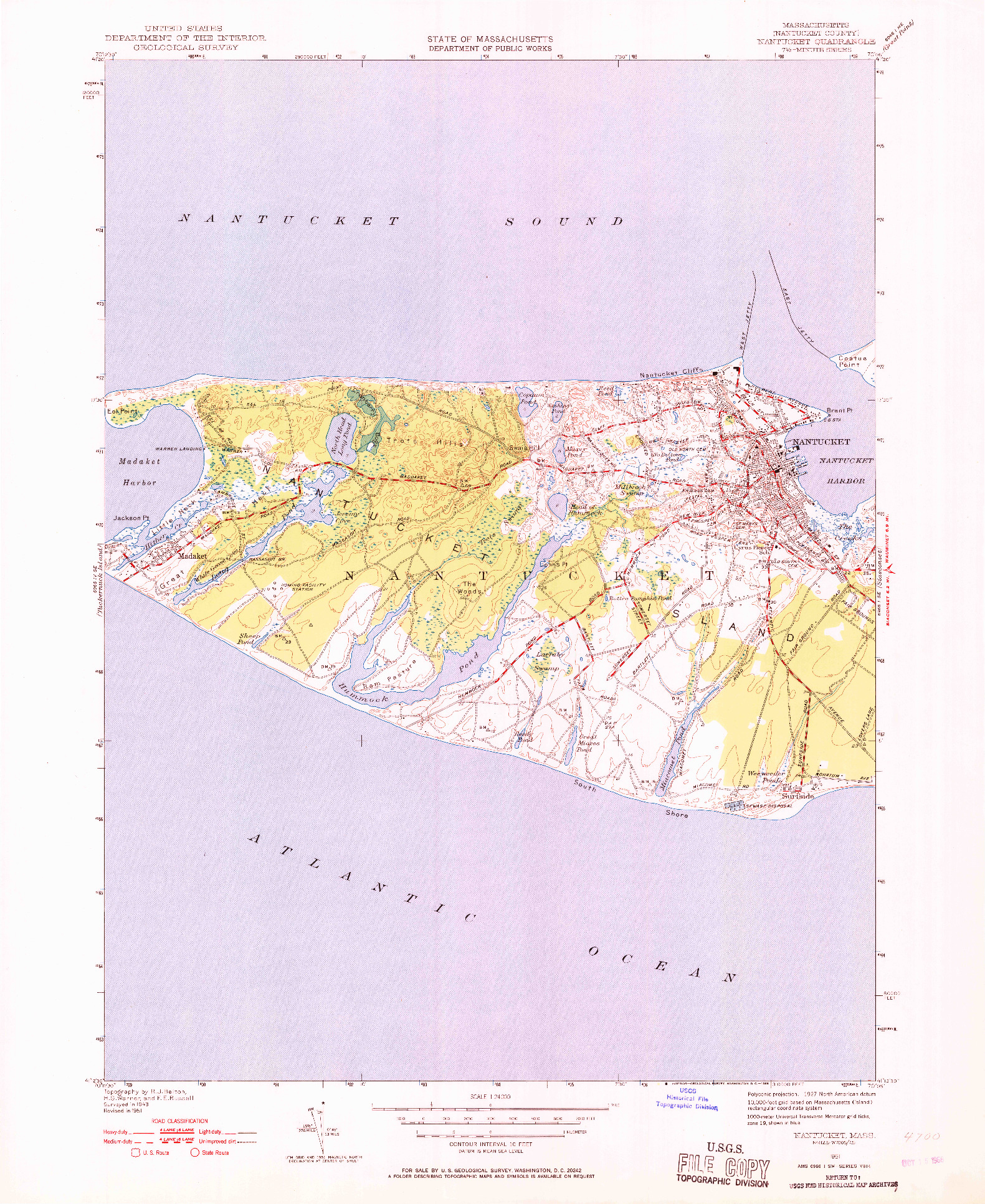 USGS 1:24000-SCALE QUADRANGLE FOR NANTUCKET, MA 1951