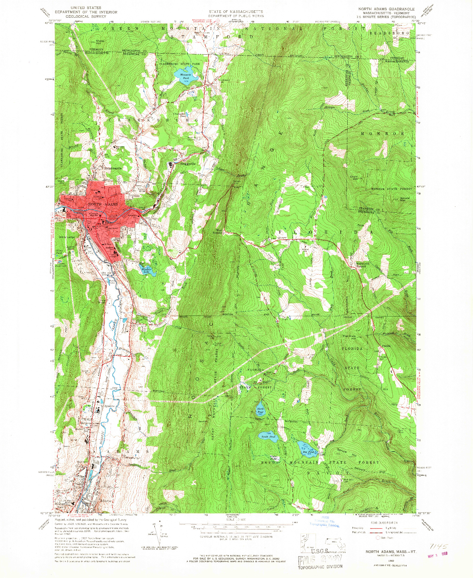 USGS 1:24000-SCALE QUADRANGLE FOR NORTH ADAMS, MA 1960