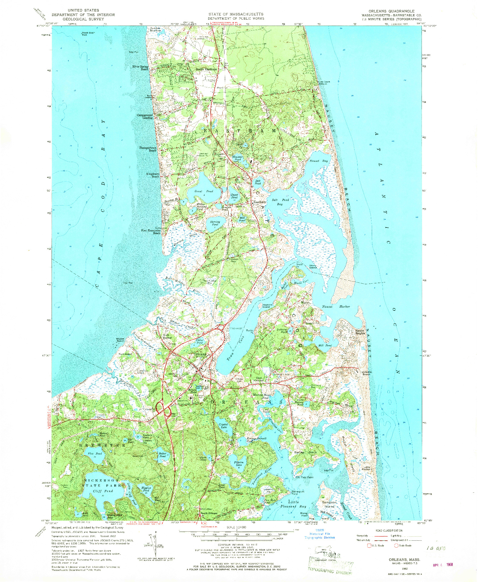 USGS 1:24000-SCALE QUADRANGLE FOR ORLEANS, MA 1962