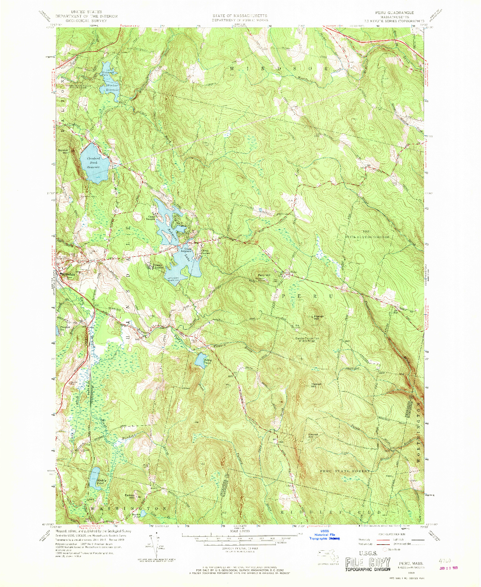 USGS 1:24000-SCALE QUADRANGLE FOR PERU, MA 1959