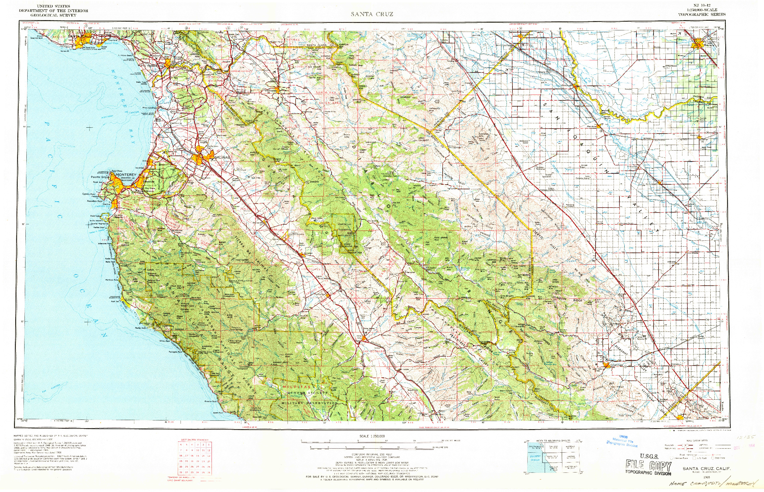 USGS 1:250000-SCALE QUADRANGLE FOR SANTA CRUZ, CA 1965