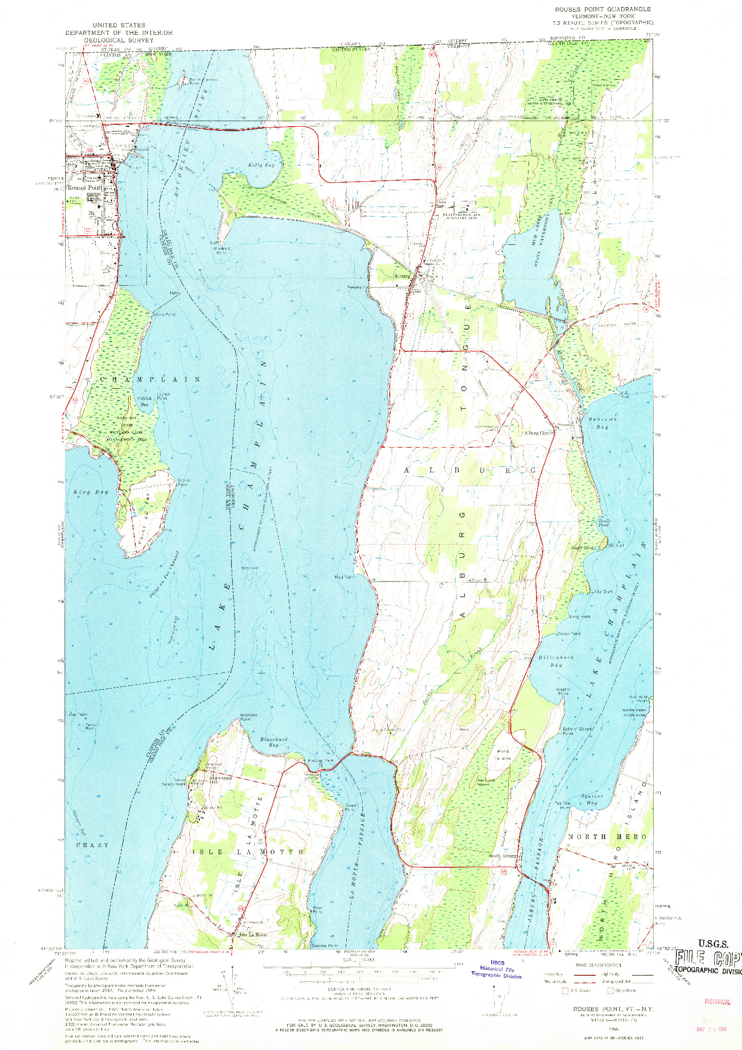 USGS 1:24000-SCALE QUADRANGLE FOR ROUSES POINT, VT 1966