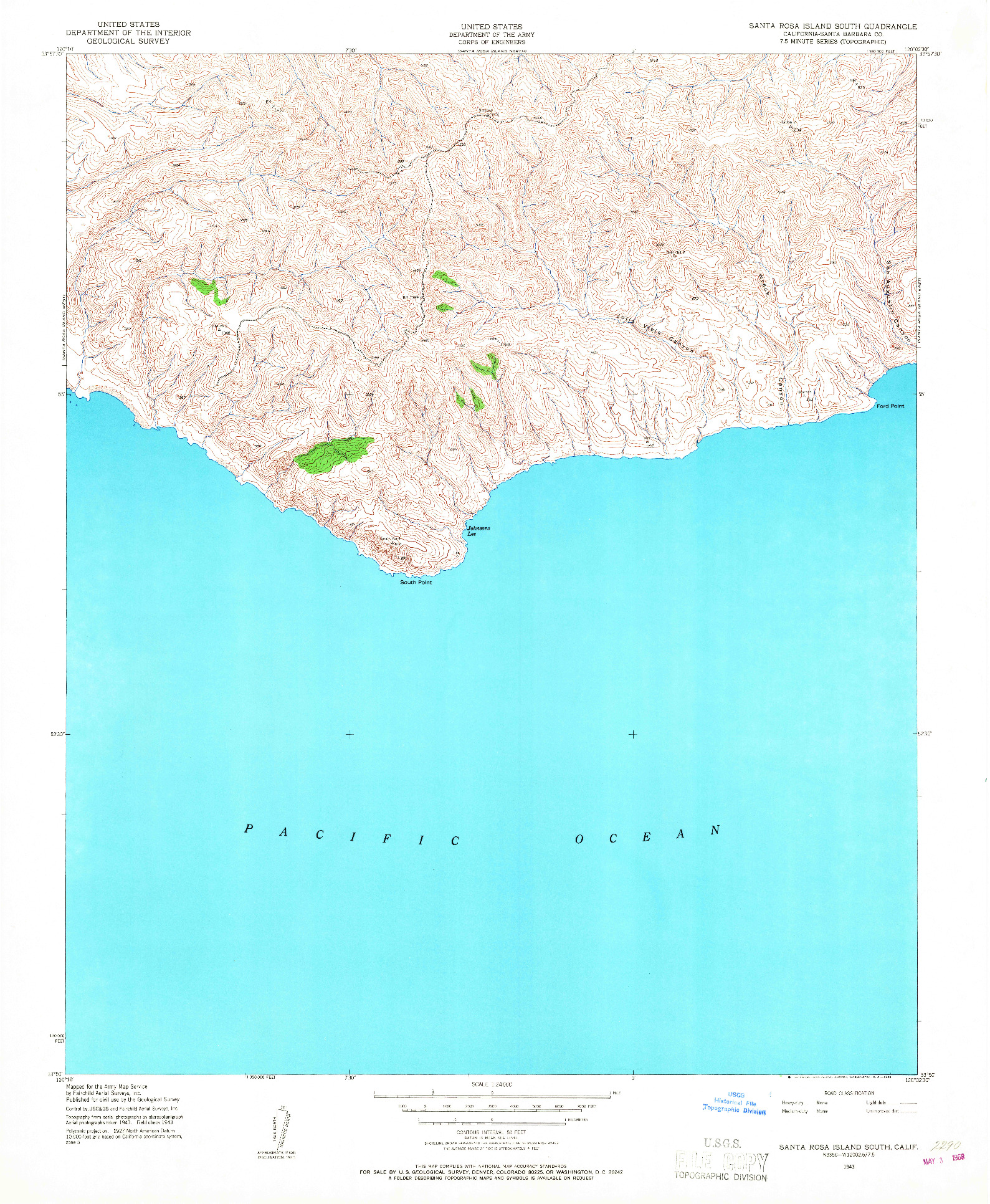 USGS 1:24000-SCALE QUADRANGLE FOR SANTA ROSA ISLAND SOUTH, CA 1943