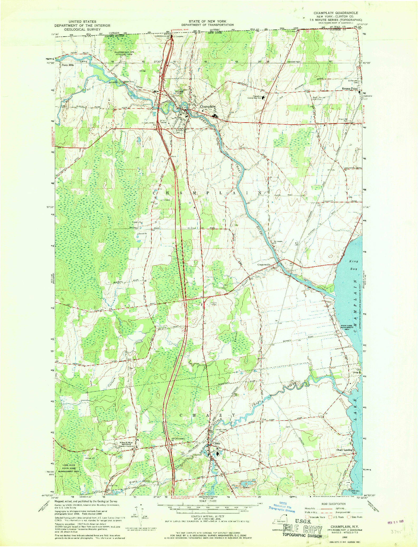 USGS 1:24000-SCALE QUADRANGLE FOR CHAMPLAIN, NY 1966