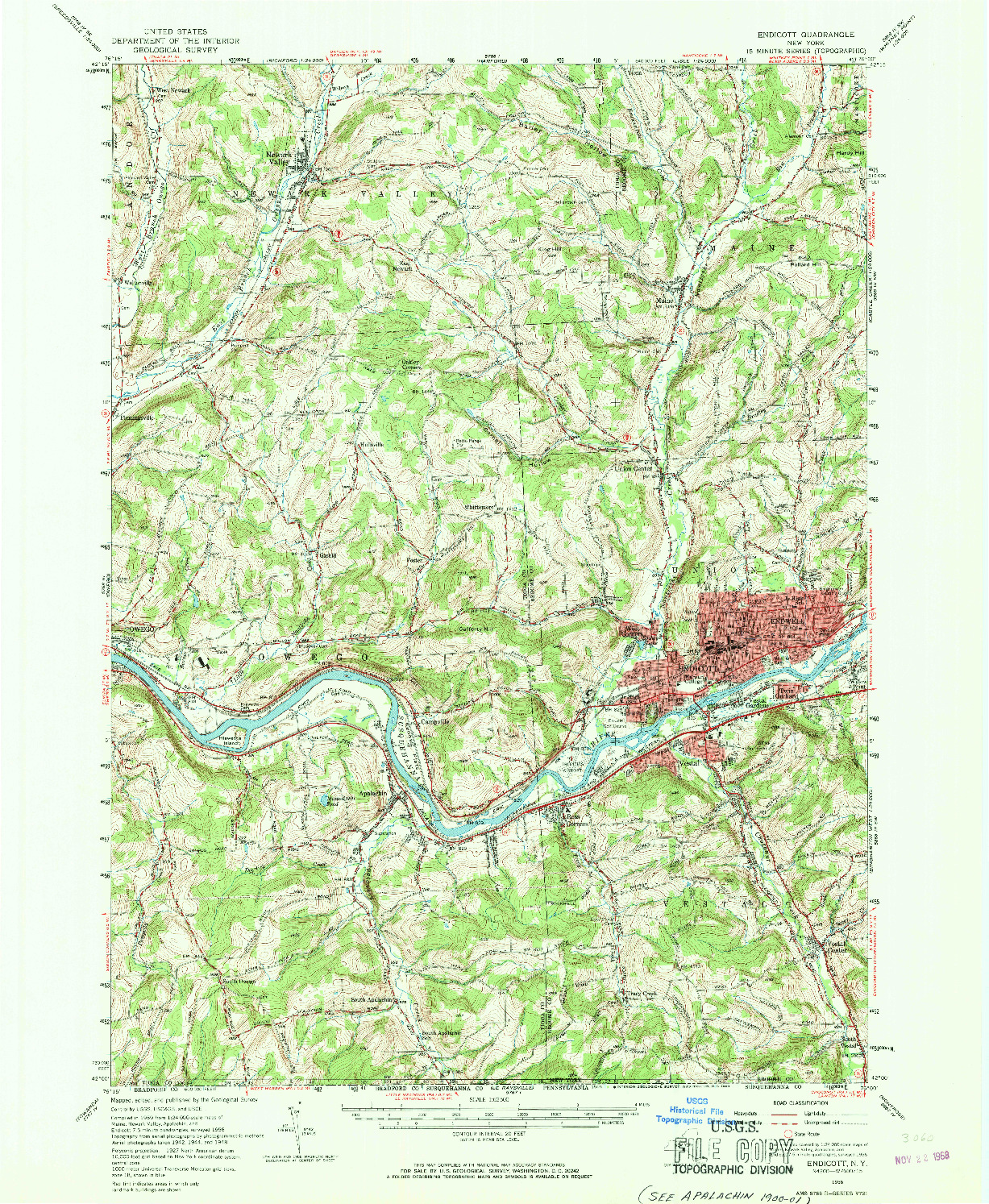 USGS 1:62500-SCALE QUADRANGLE FOR ENDICOTT, NY 1956