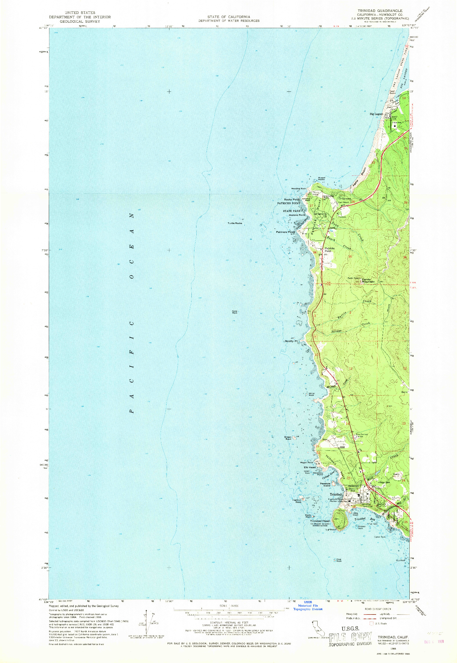 USGS 1:24000-SCALE QUADRANGLE FOR TRINIDAD, CA 1966