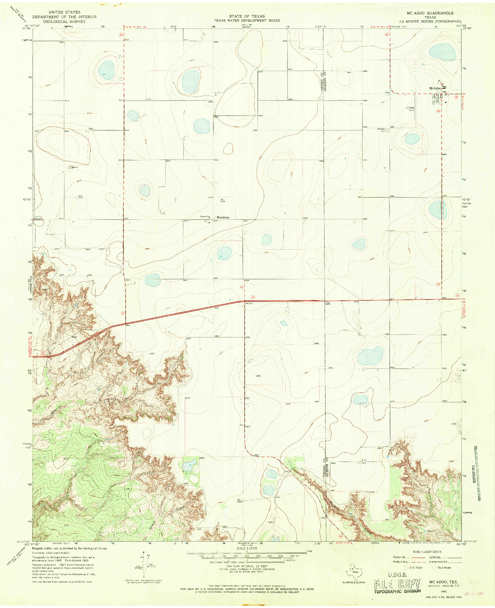 USGS 1:24000-SCALE QUADRANGLE FOR MCADOO, TX 1966