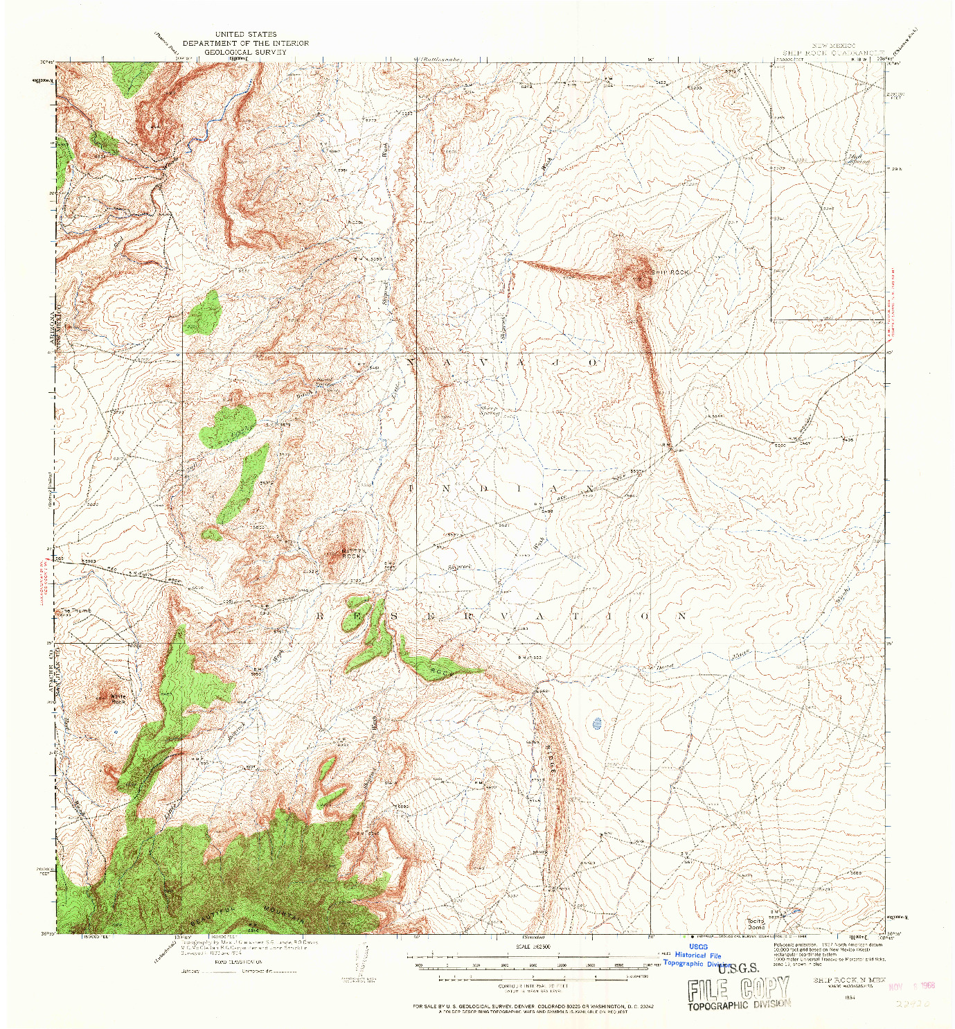 USGS 1:62500-SCALE QUADRANGLE FOR SHIP ROCK, NM 1934