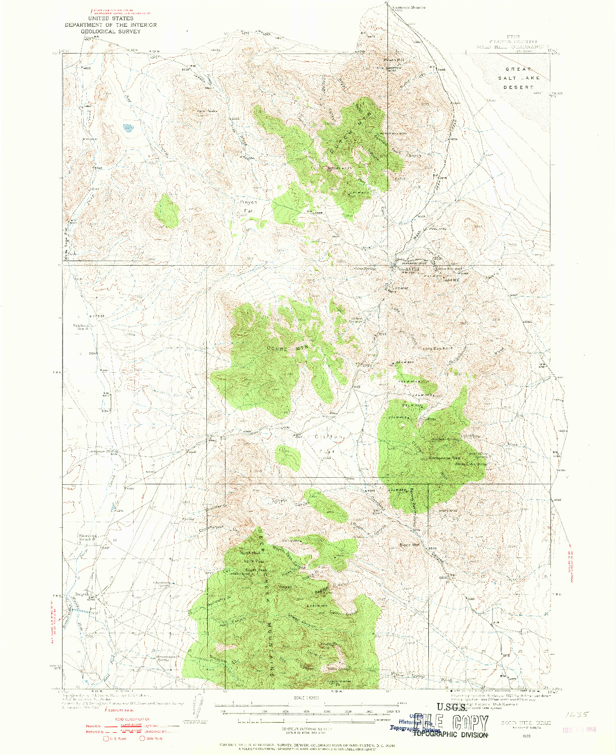 USGS 1:62500-SCALE QUADRANGLE FOR GOLD HILL, UT 1925