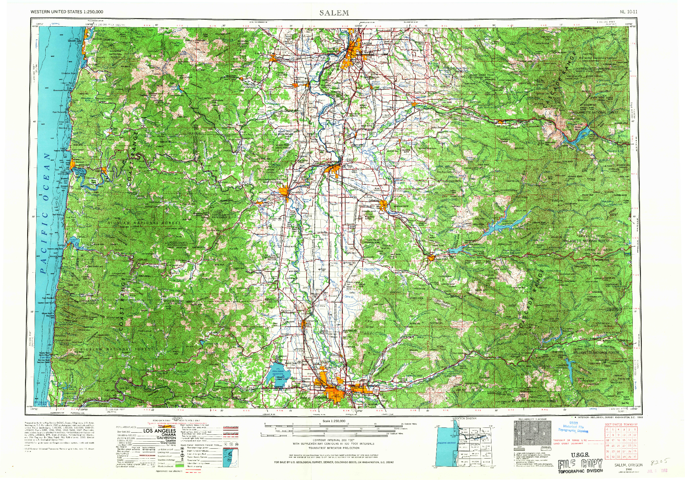 USGS 1:250000-SCALE QUADRANGLE FOR SALEM, OR 1960