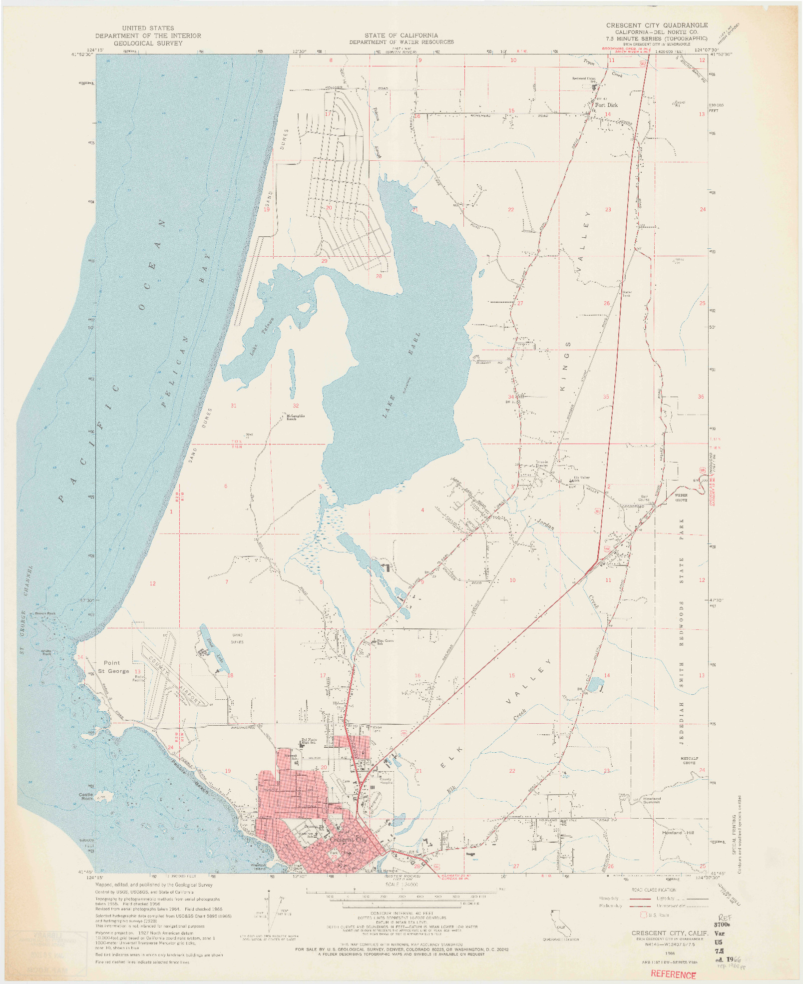 USGS 1:24000-SCALE QUADRANGLE FOR CRESCENT CITY, CA 1966