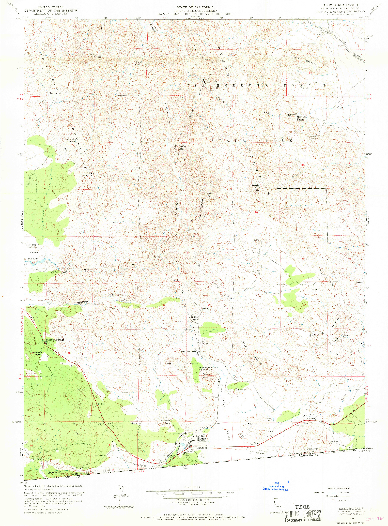 USGS 1:24000-SCALE QUADRANGLE FOR JACUMBA, CA 1959