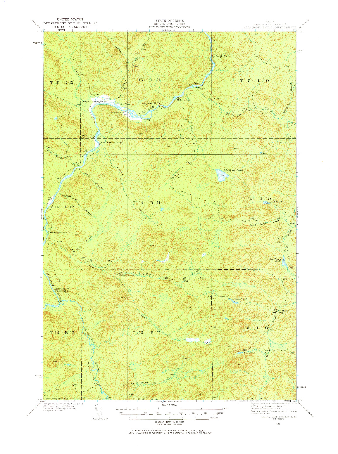 USGS 1:62500-SCALE QUADRANGLE FOR ALLAGASH FALLS, ME 1932