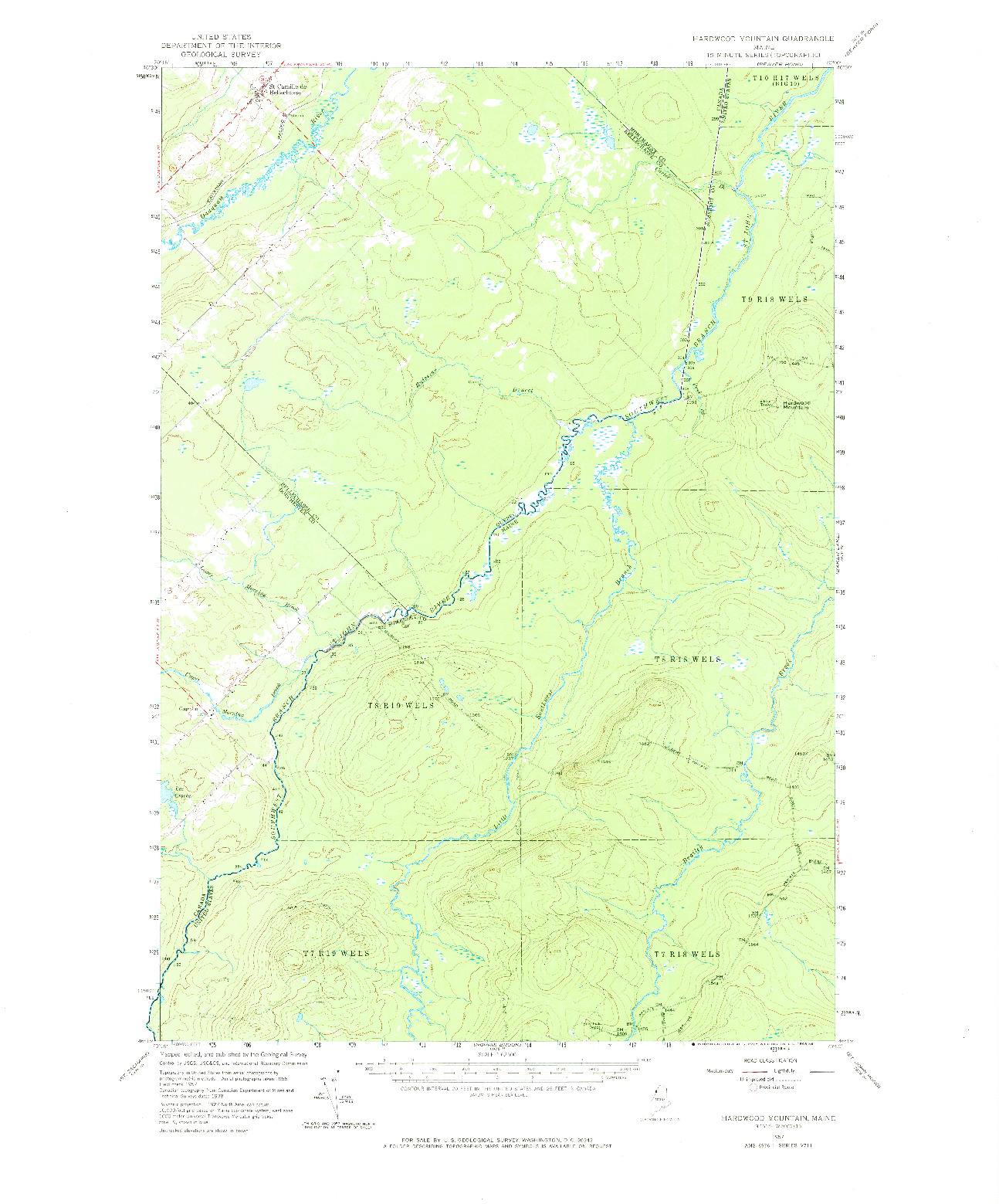 USGS 1:62500-SCALE QUADRANGLE FOR HARDWOOD MOUNTAIN, ME 1957