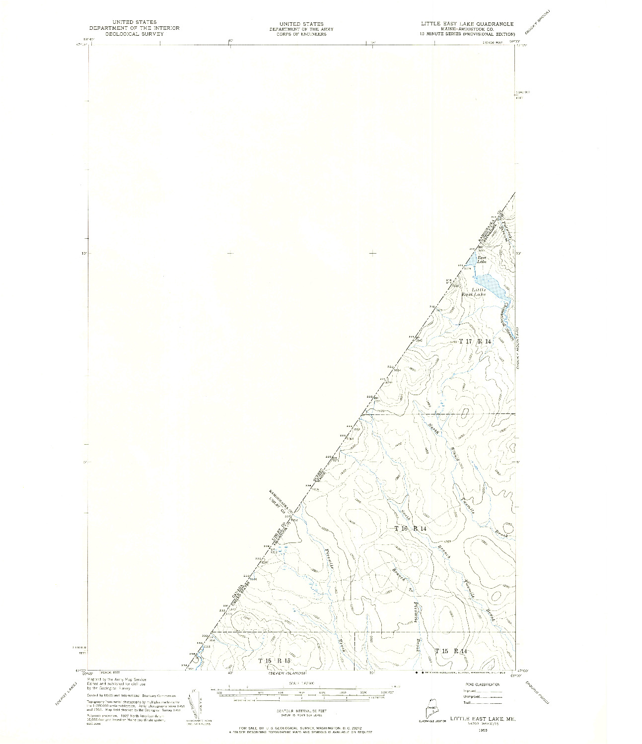 USGS 1:62500-SCALE QUADRANGLE FOR LITTLE EAST LAKE, ME 1955