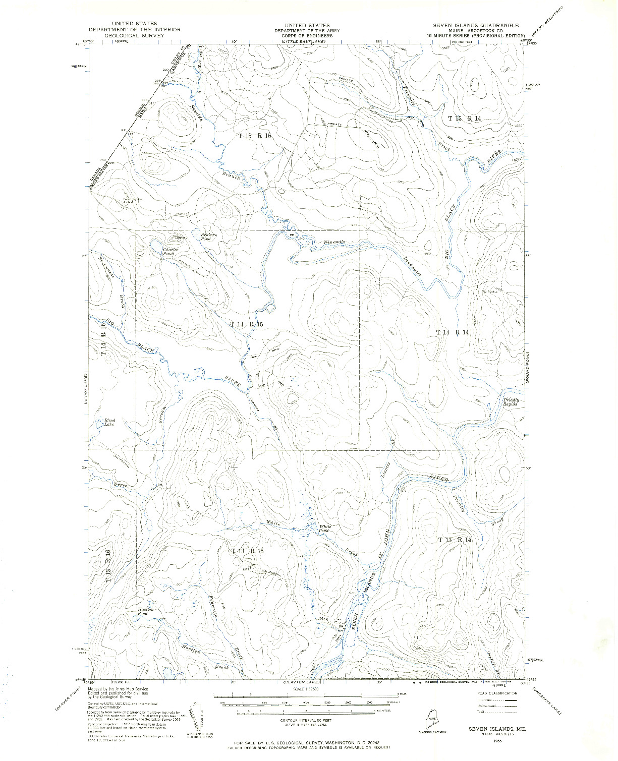 USGS 1:62500-SCALE QUADRANGLE FOR SEVEN ISLANDS, ME 1955