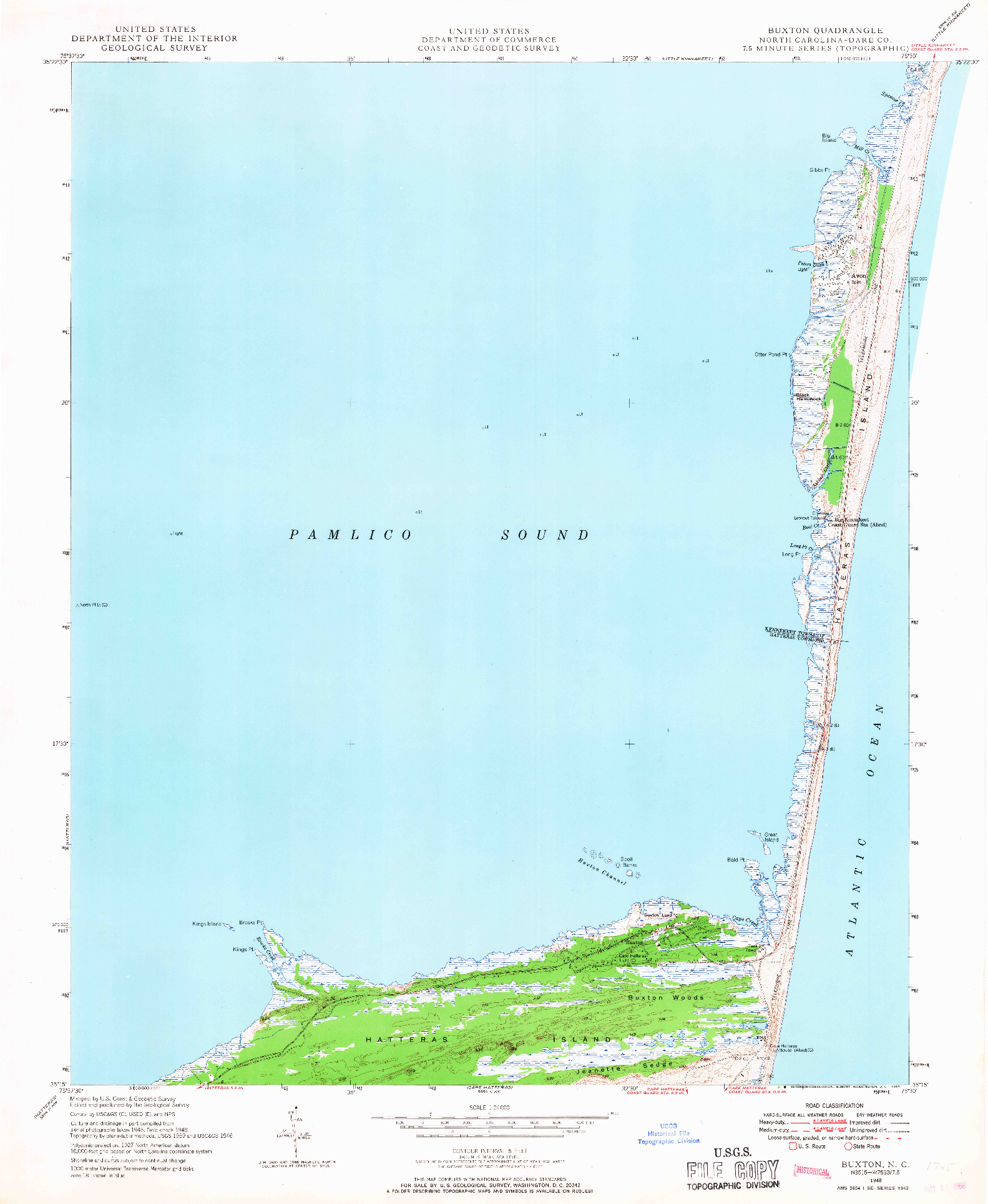 USGS 1:24000-SCALE QUADRANGLE FOR BUXTON, NC 1948