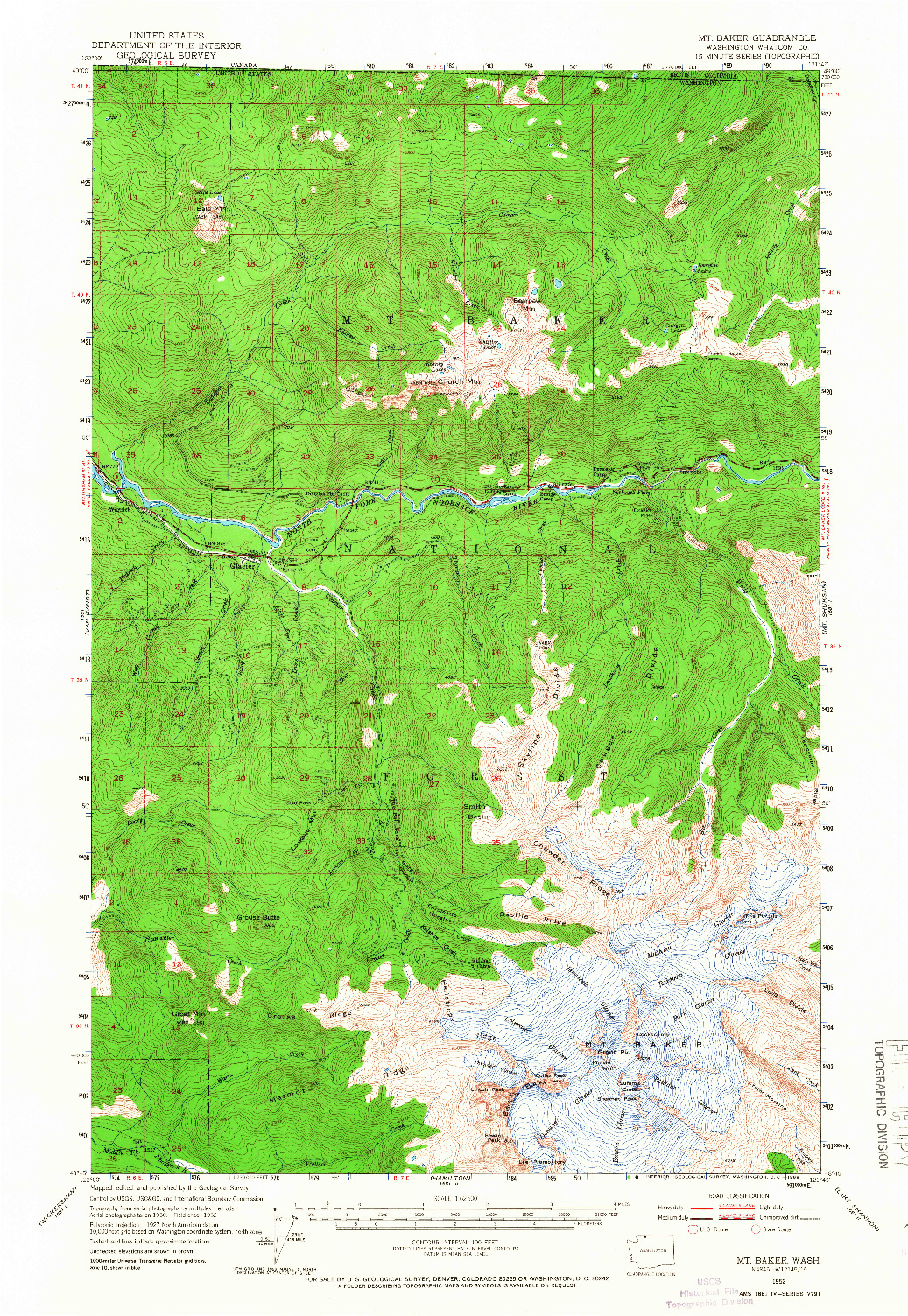 USGS 1:62500-SCALE QUADRANGLE FOR MT. BAKER, WA 1952