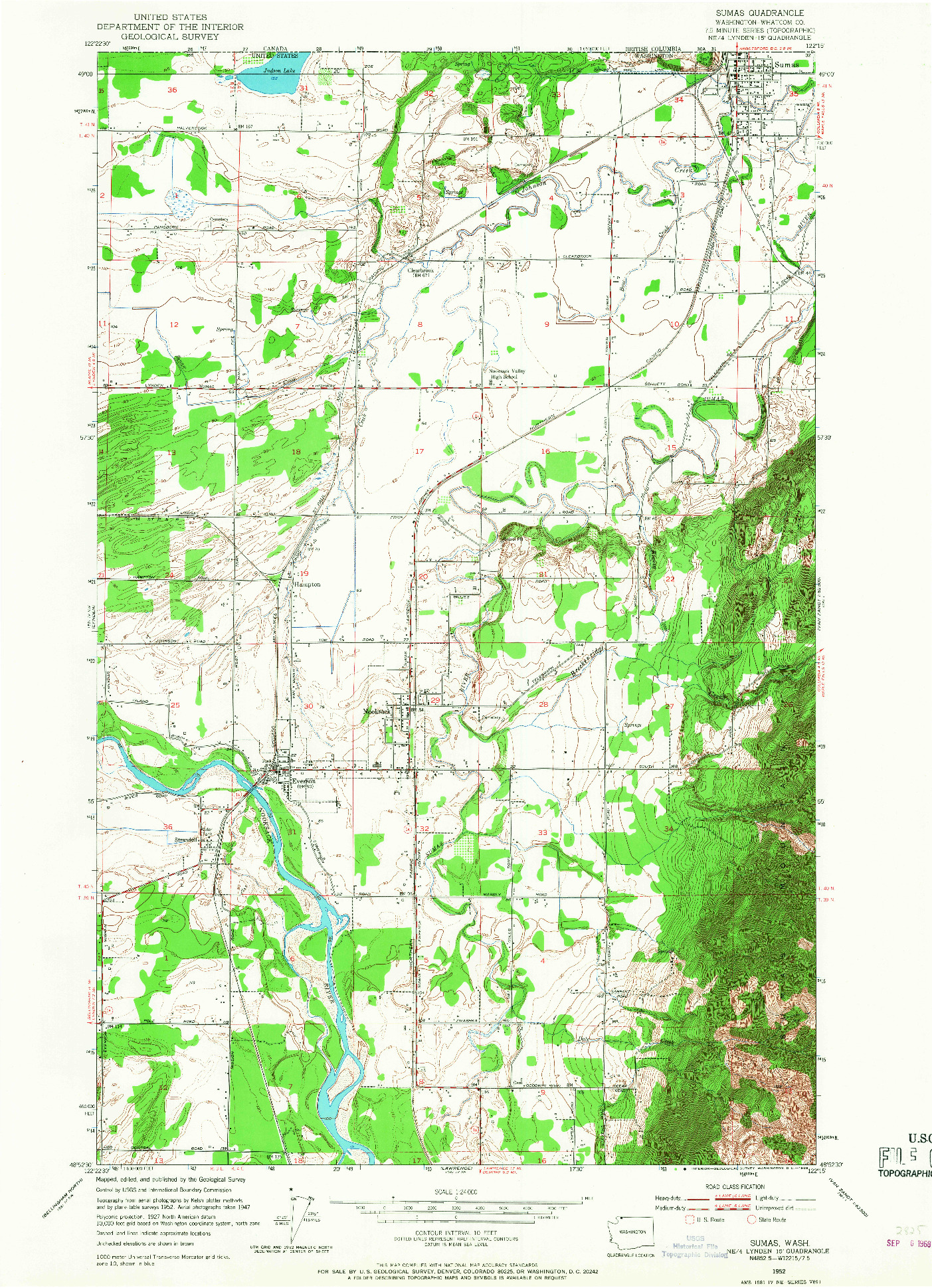 USGS 1:24000-SCALE QUADRANGLE FOR SUMAS, WA 1952