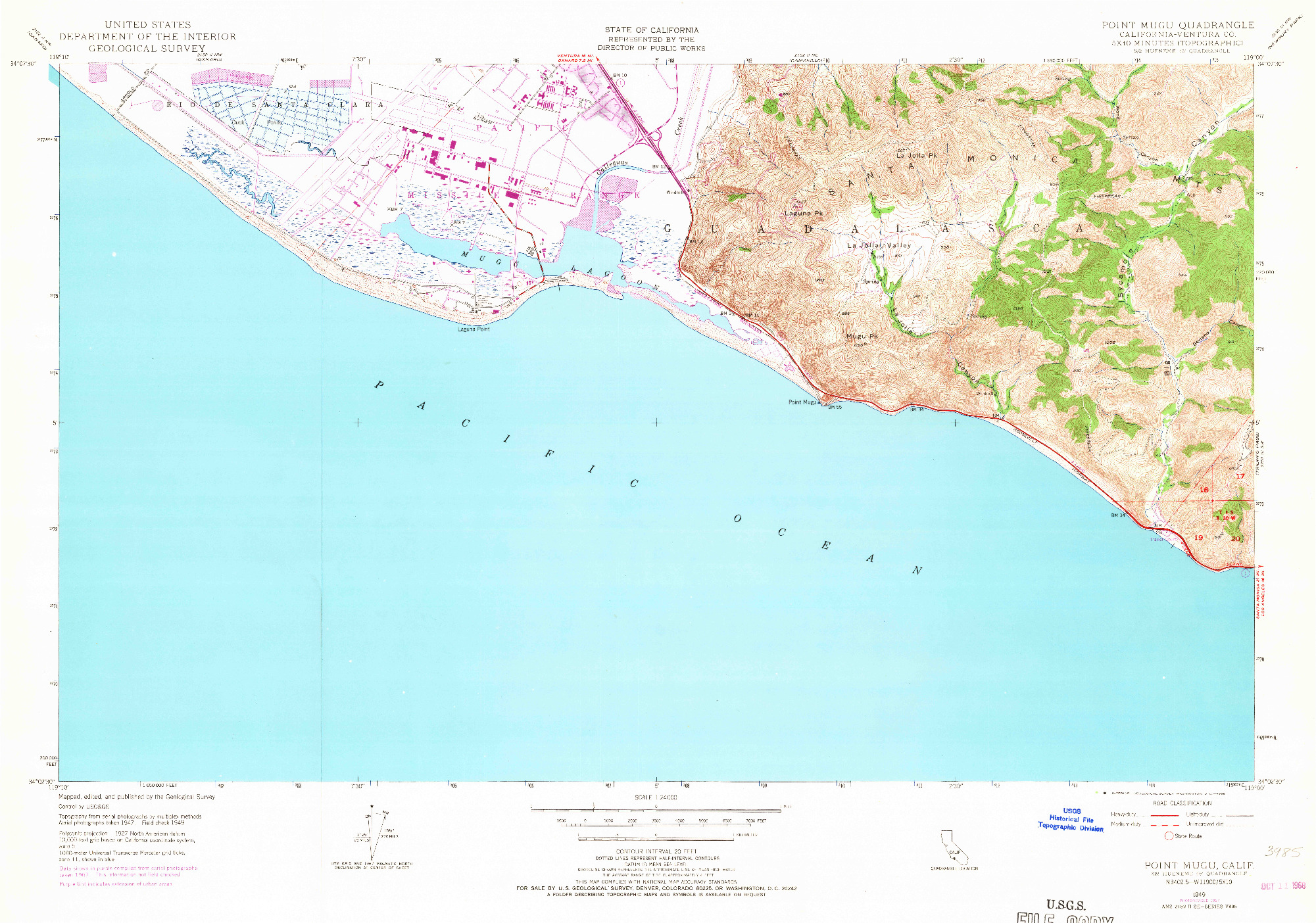 USGS 1:24000-SCALE QUADRANGLE FOR POINT MUGU, CA 1949