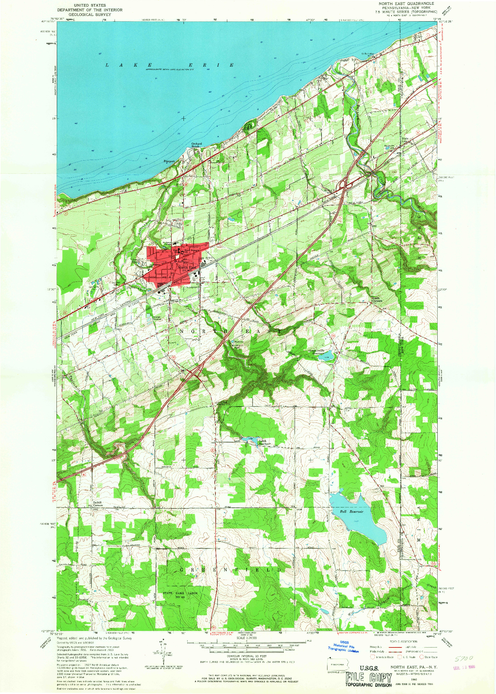 USGS 1:24000-SCALE QUADRANGLE FOR NORTH EAST, PA 1960