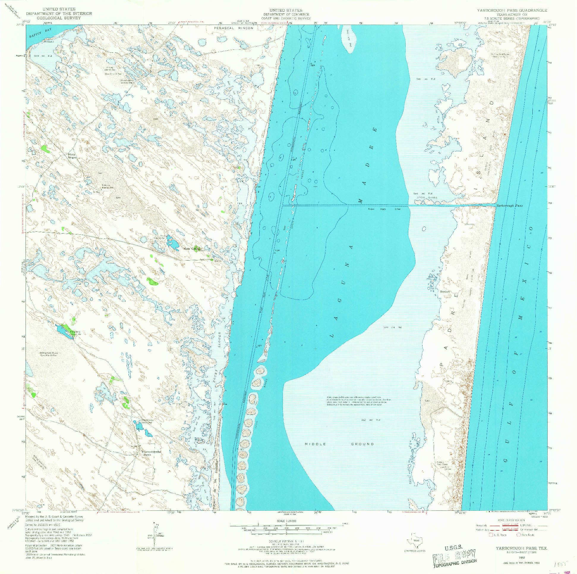 USGS 1:24000-SCALE QUADRANGLE FOR YARBOROUGH PASS, TX 1952