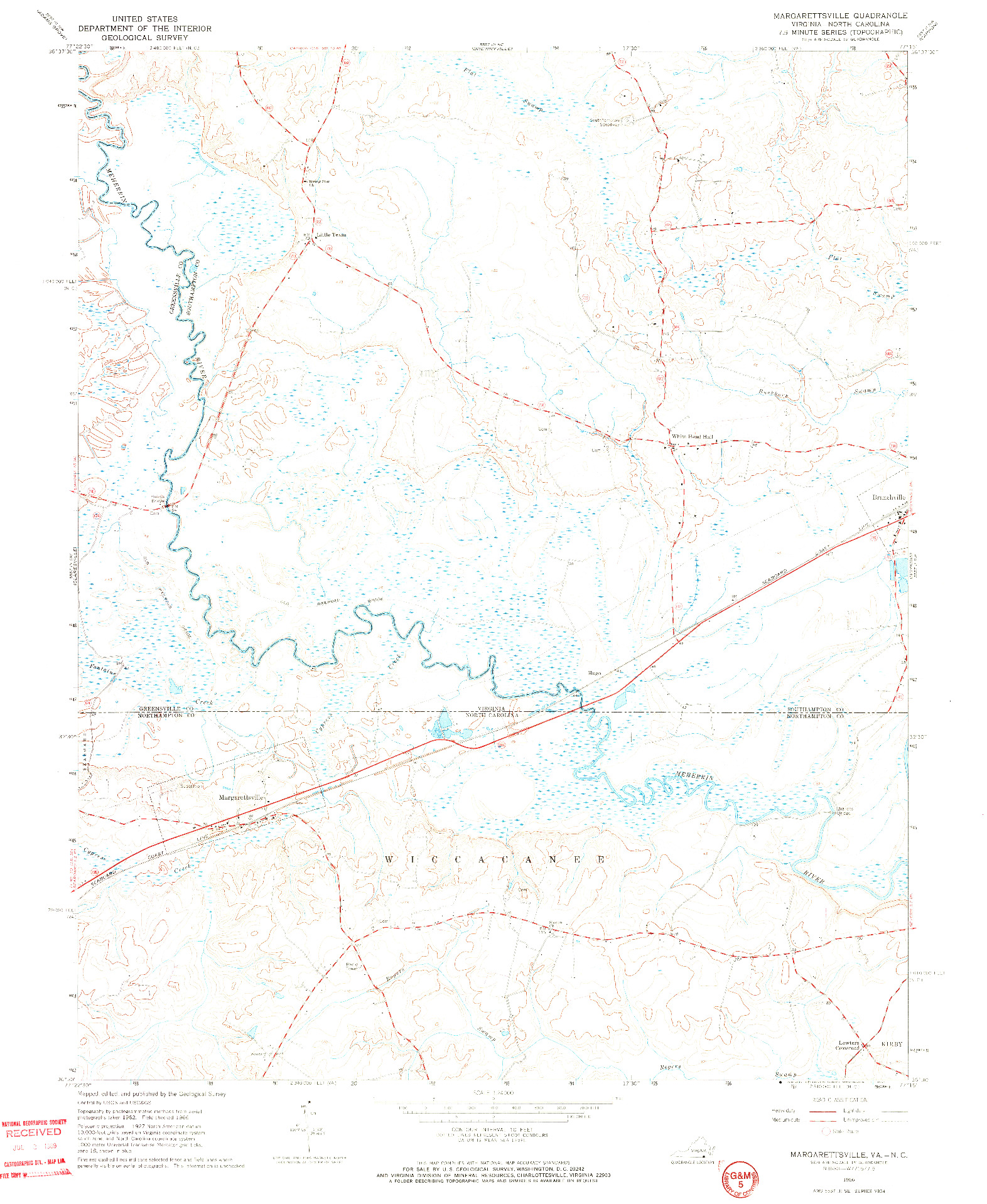 USGS 1:24000-SCALE QUADRANGLE FOR MARGARETTSVILLE, VA 1966