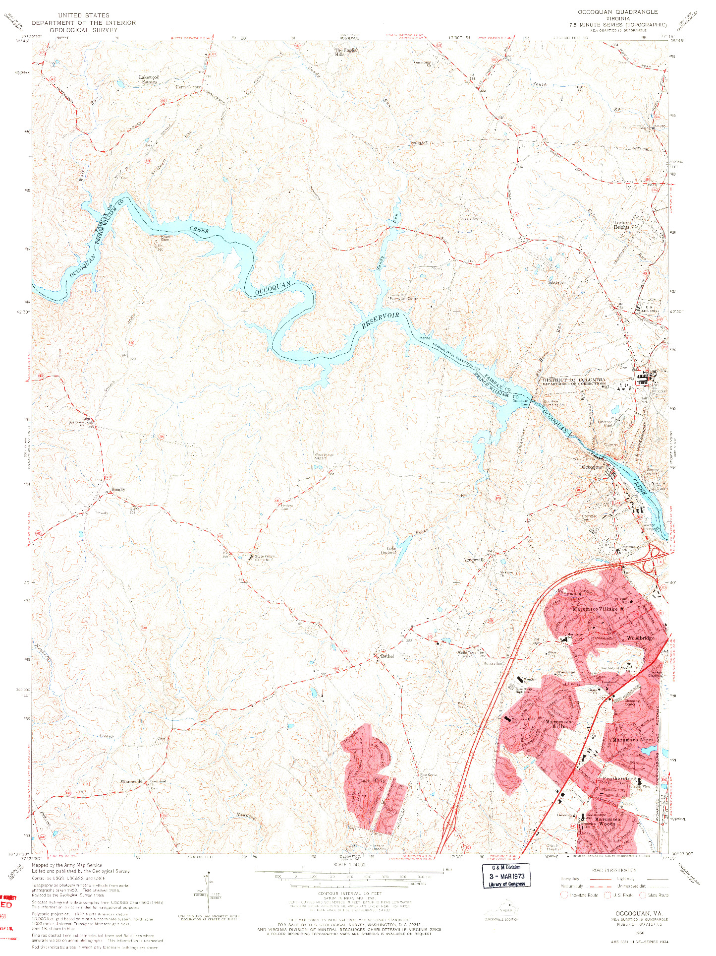 USGS 1:24000-SCALE QUADRANGLE FOR OCCOQUAN, VA 1966