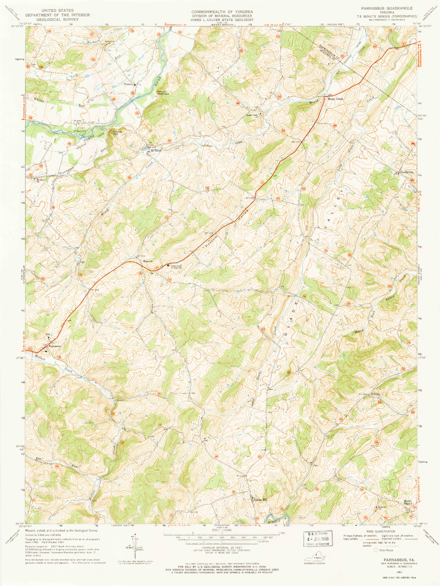 USGS 1:24000-SCALE QUADRANGLE FOR PARNASSUS, VA 1967