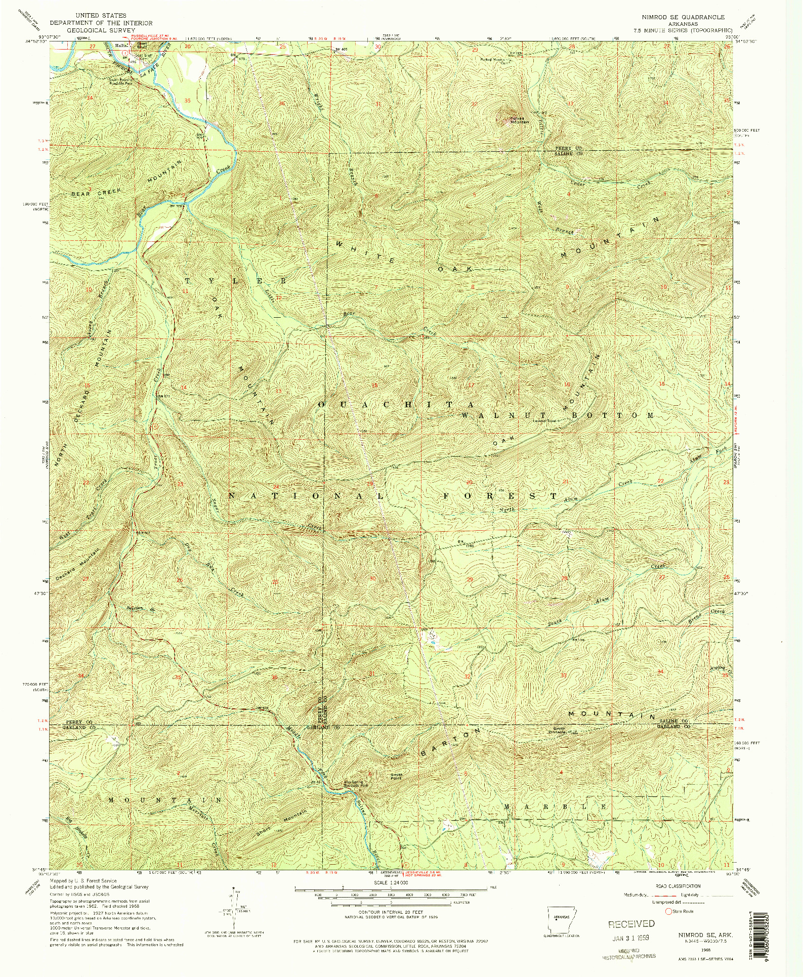 USGS 1:24000-SCALE QUADRANGLE FOR NIMROD SE, AR 1968