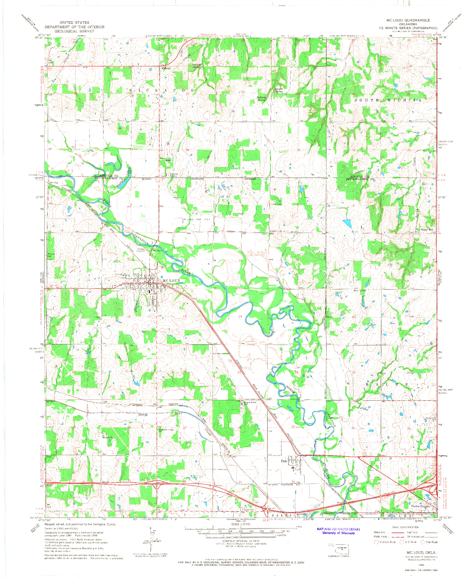 USGS 1:24000-SCALE QUADRANGLE FOR MC LOUD, OK 1966