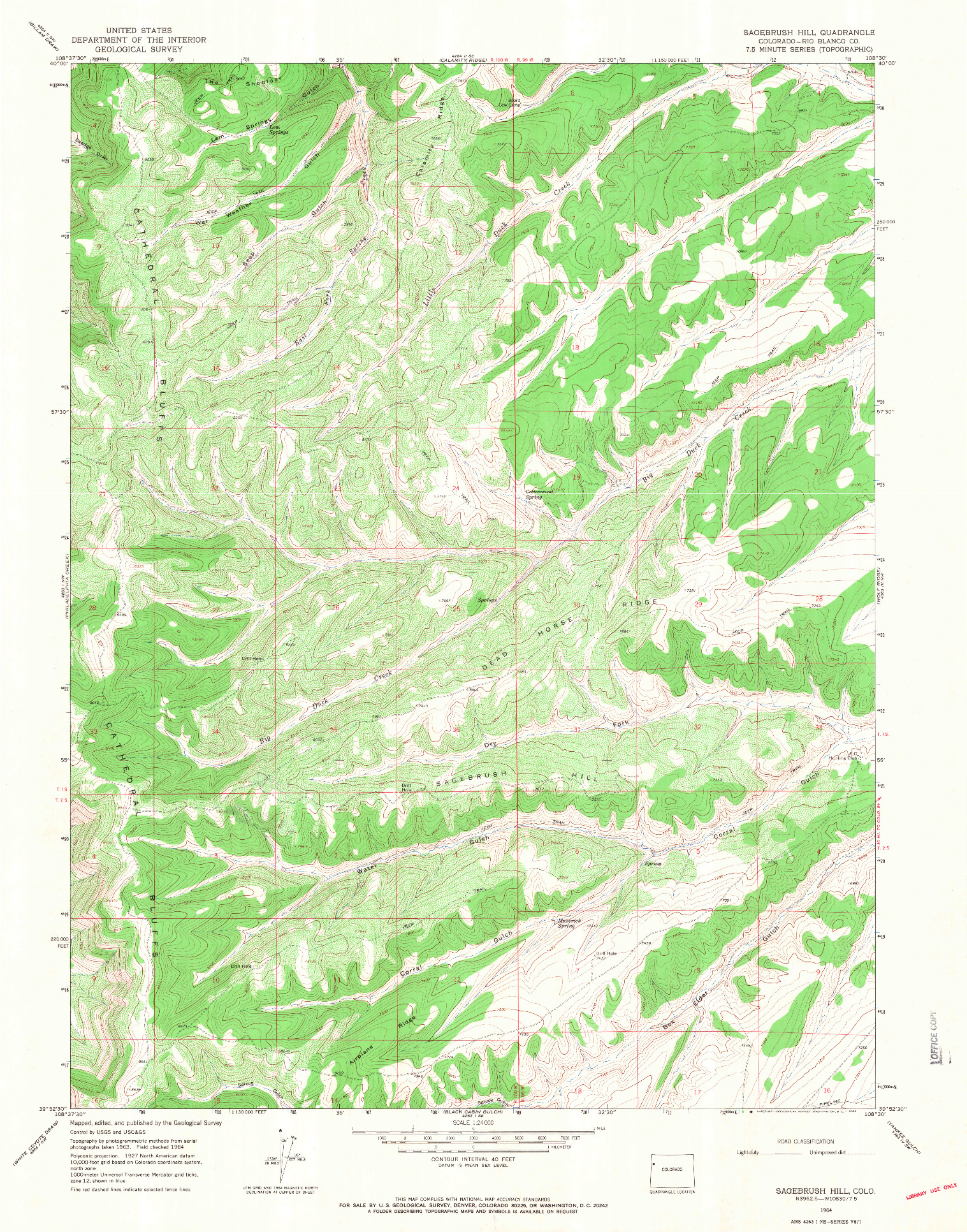 USGS 1:24000-SCALE QUADRANGLE FOR SAGEBRUSH HILL, CO 1964