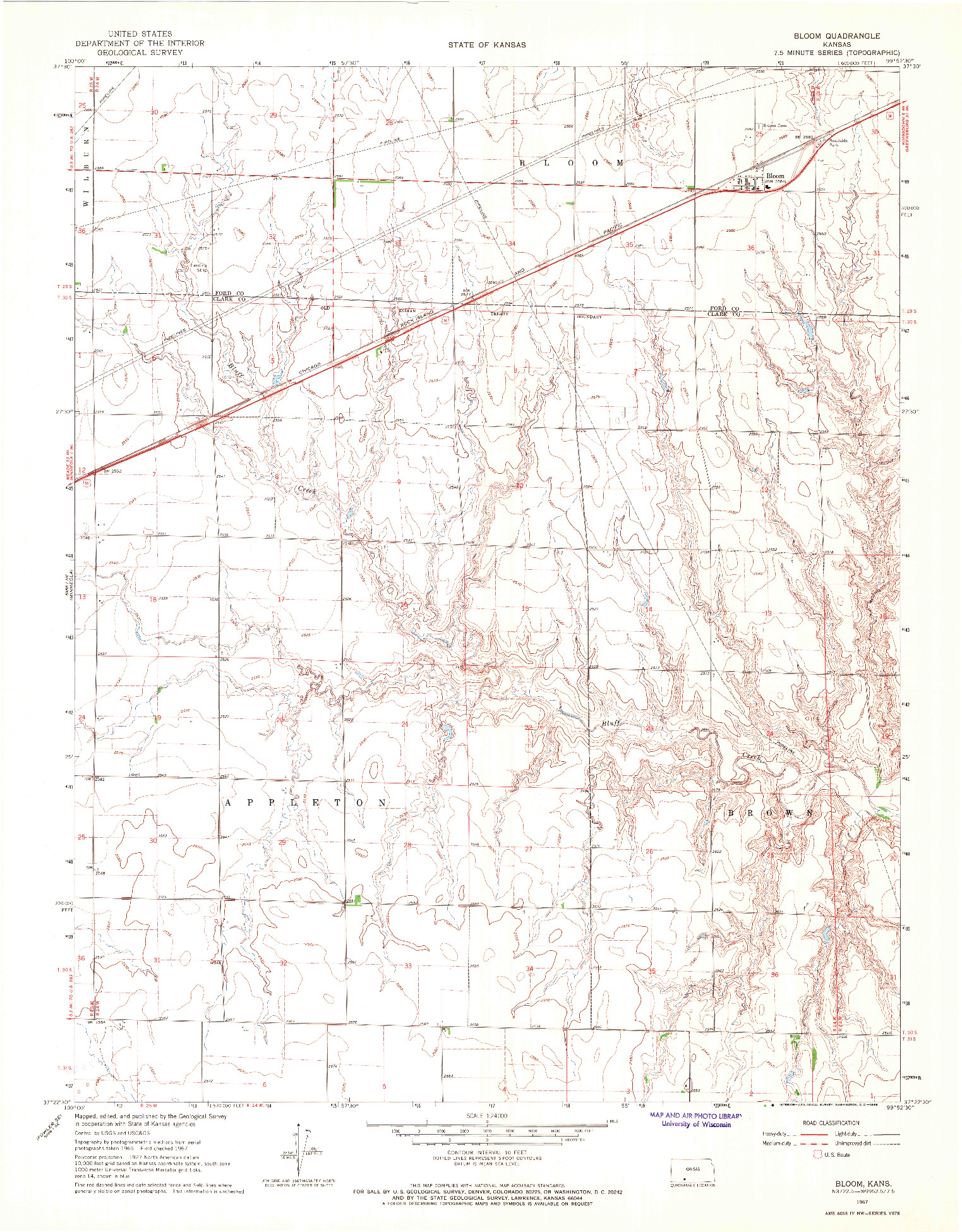 USGS 1:24000-SCALE QUADRANGLE FOR BLOOM, KS 1967