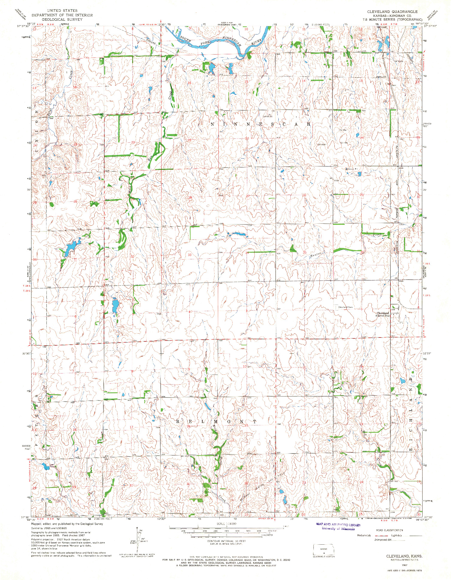 USGS 1:24000-SCALE QUADRANGLE FOR CLEVELAND, KS 1967