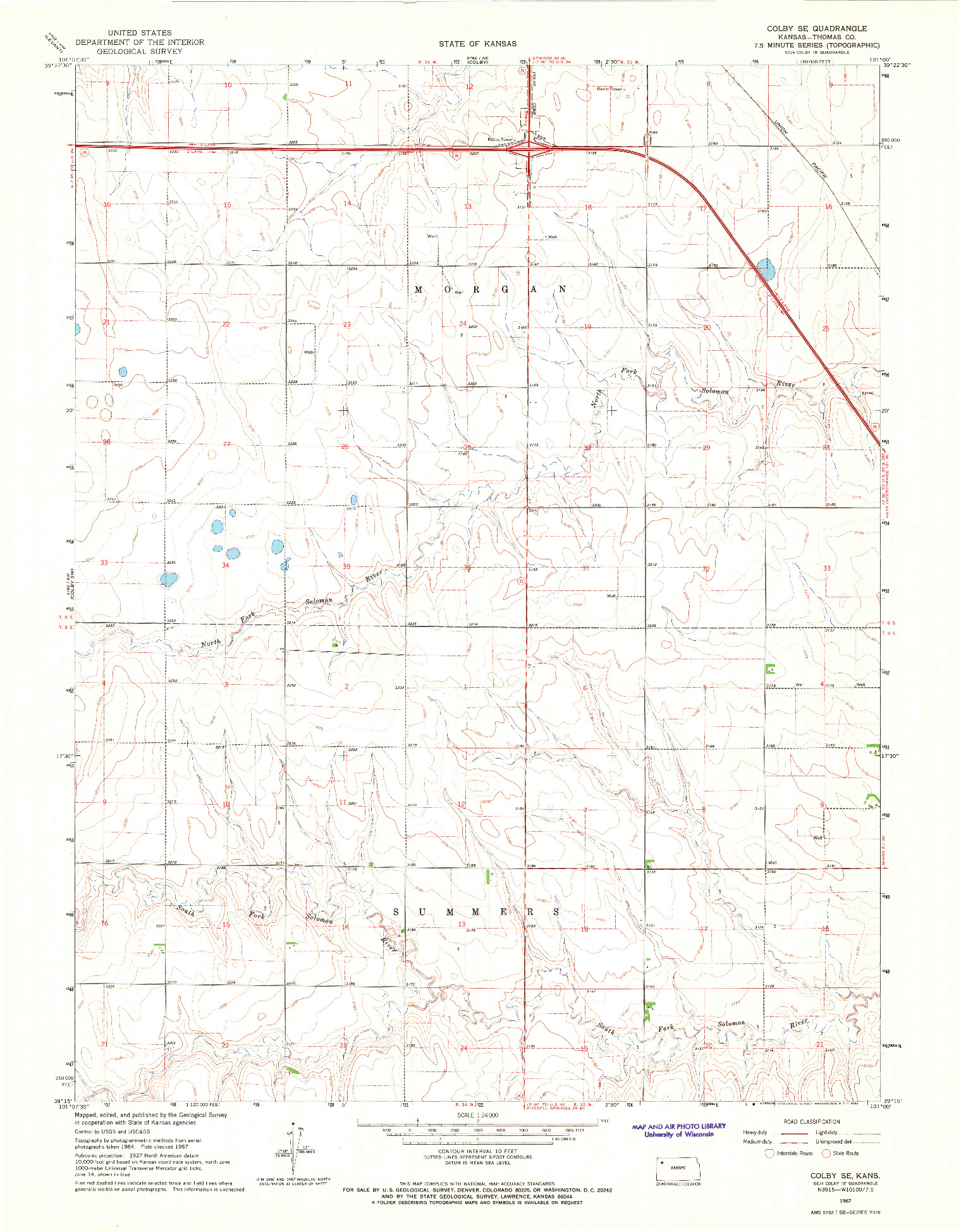 USGS 1:24000-SCALE QUADRANGLE FOR COLBY SE, KS 1967