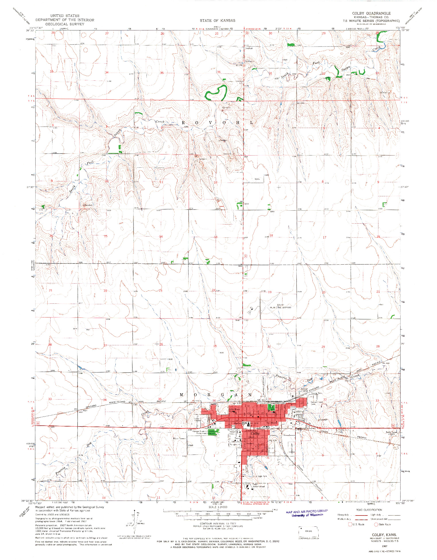 USGS 1:24000-SCALE QUADRANGLE FOR COLBY, KS 1967