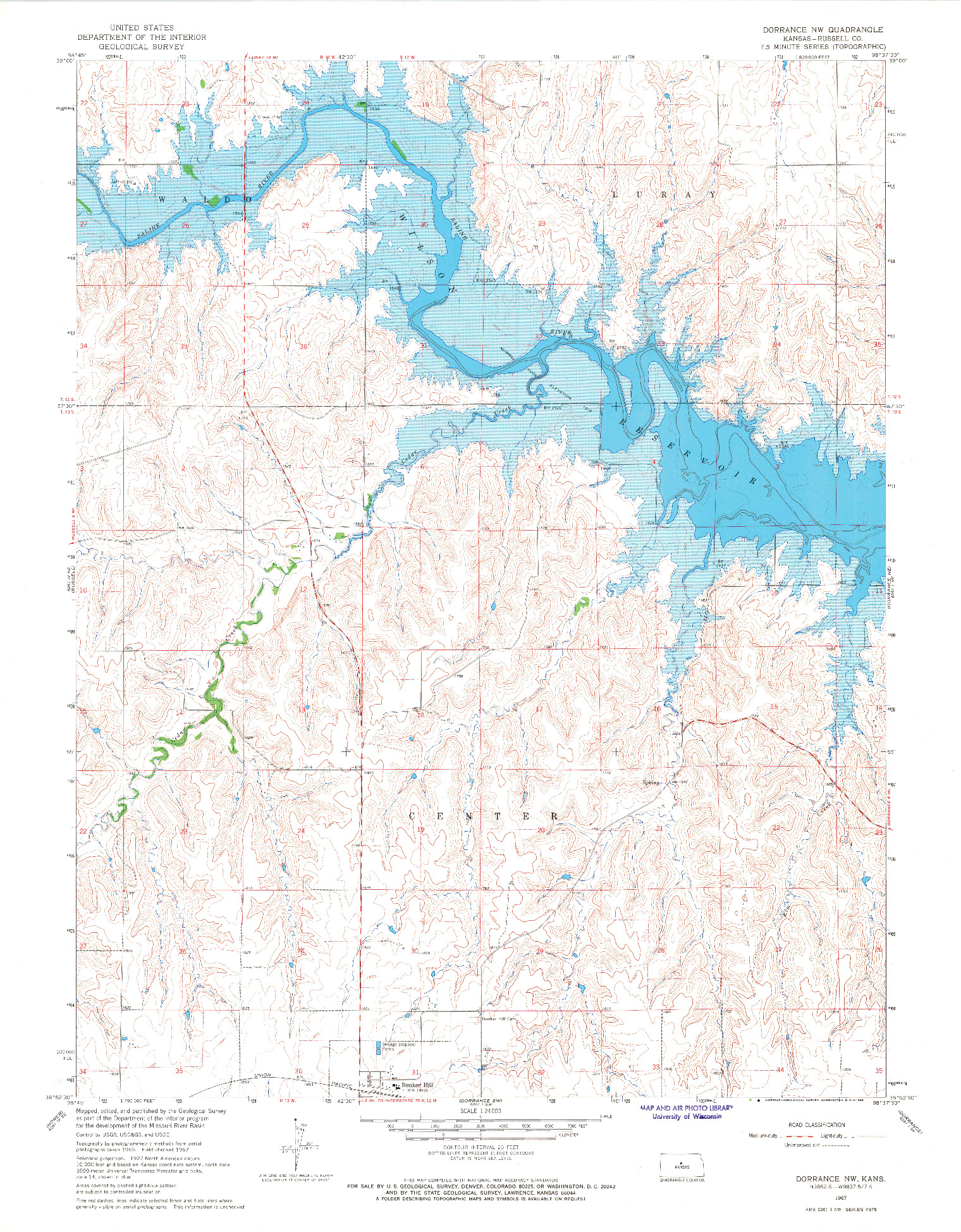 USGS 1:24000-SCALE QUADRANGLE FOR DORRANCE NW, KS 1967