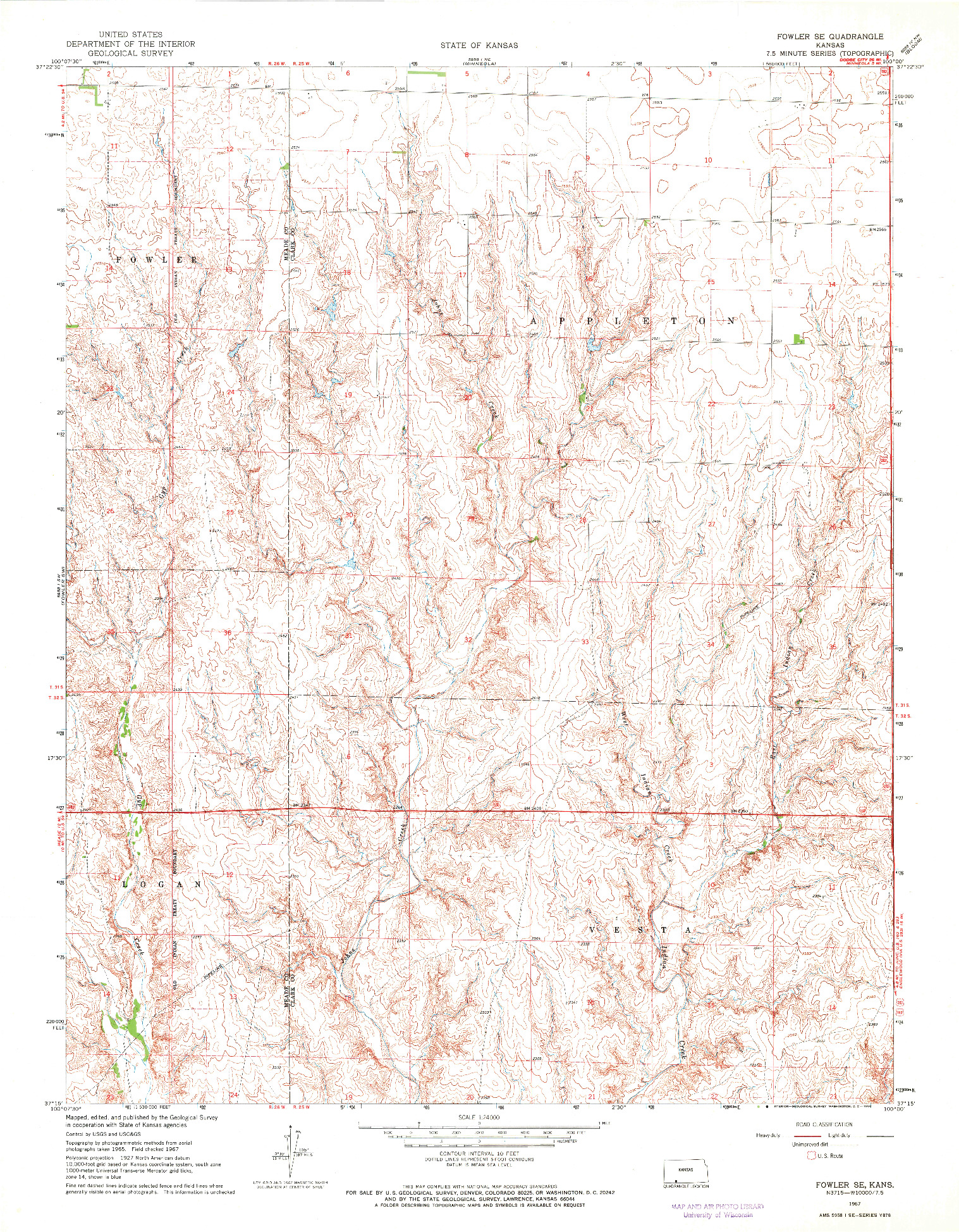 USGS 1:24000-SCALE QUADRANGLE FOR FOWLER SE, KS 1967