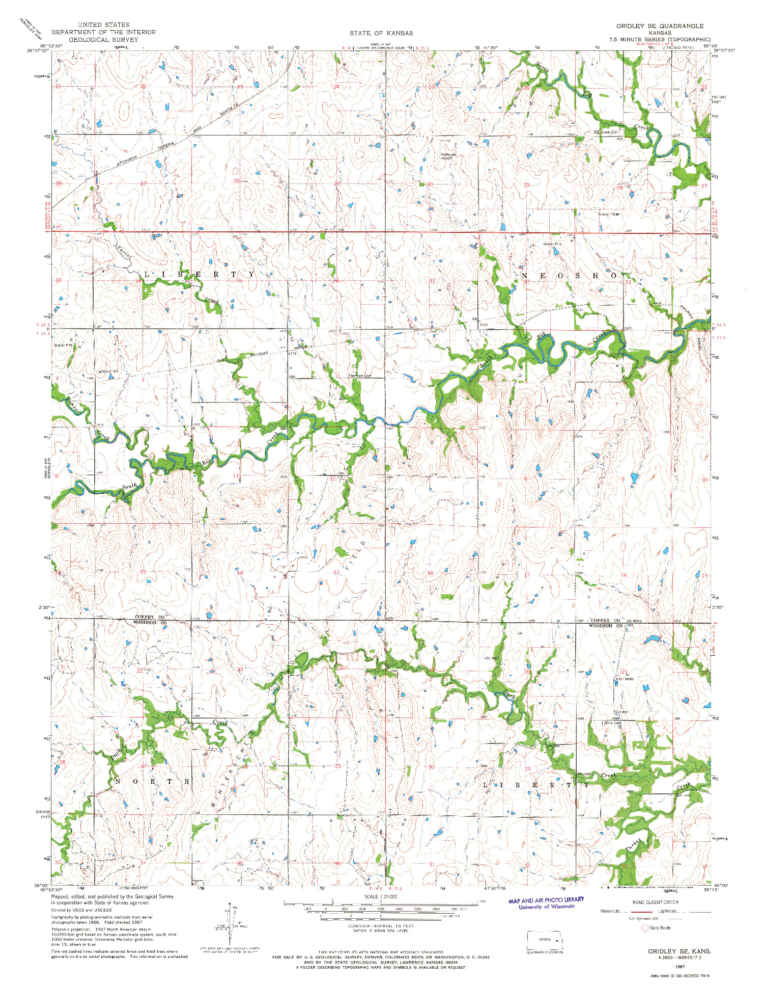 USGS 1:24000-SCALE QUADRANGLE FOR GRIDLEY SE, KS 1967