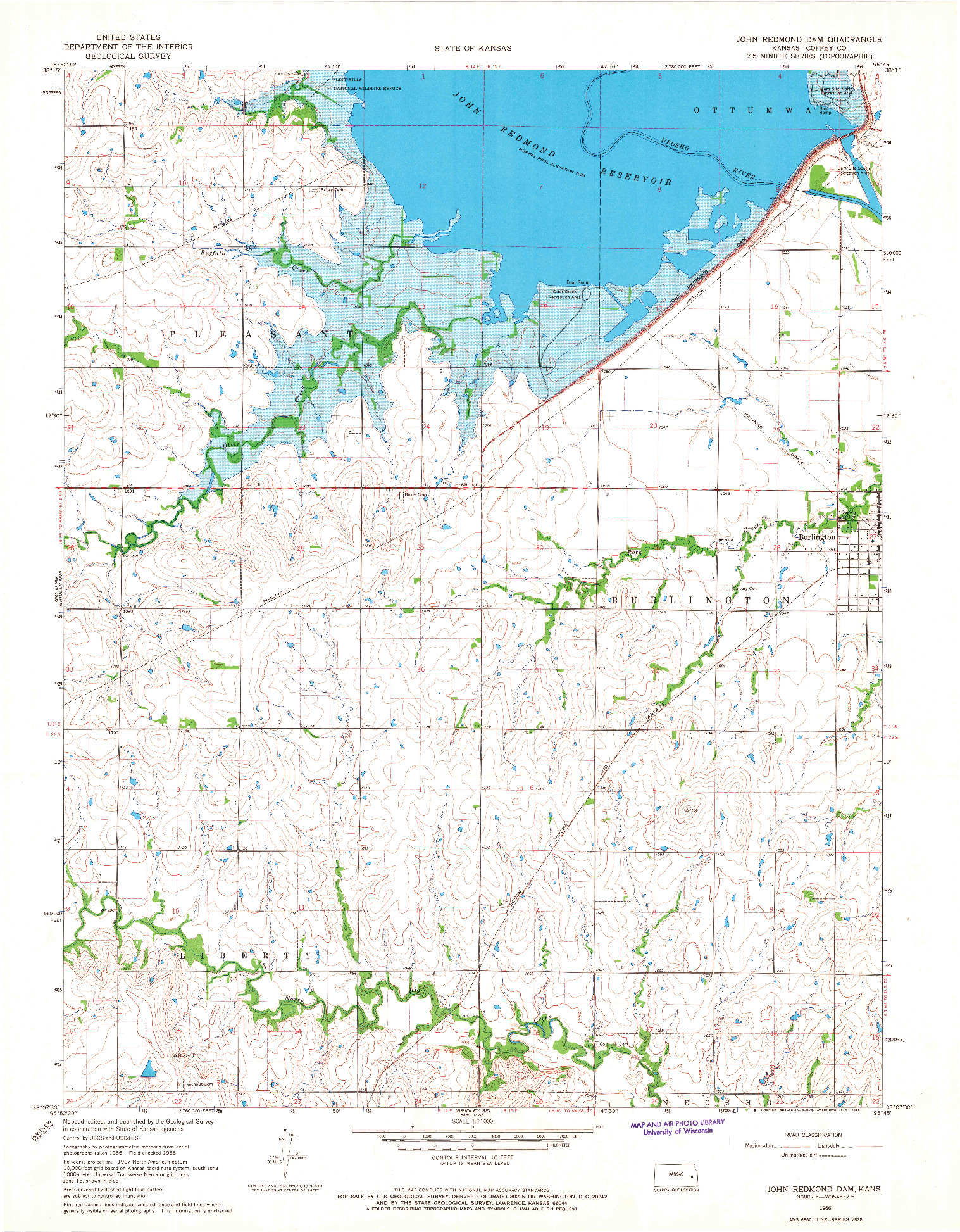 USGS 1:24000-SCALE QUADRANGLE FOR JOHN REDMOND DAM, KS 1966