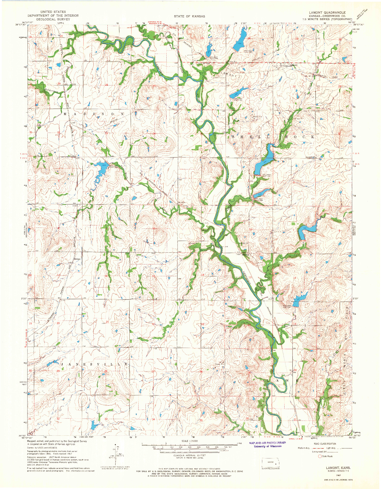 USGS 1:24000-SCALE QUADRANGLE FOR LAMONT, KS 1967