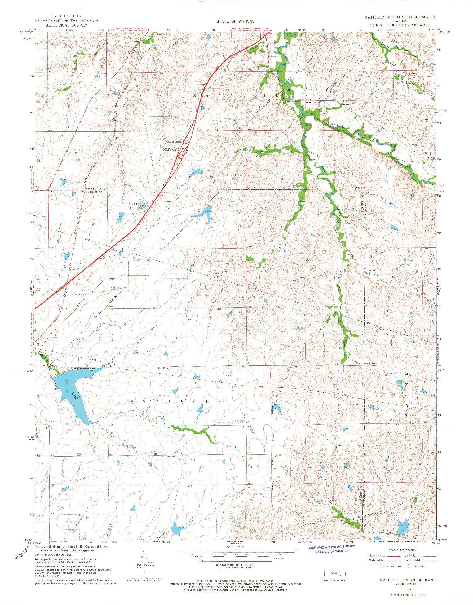 USGS 1:24000-SCALE QUADRANGLE FOR MATFIELD GREEN SE, KS 1967