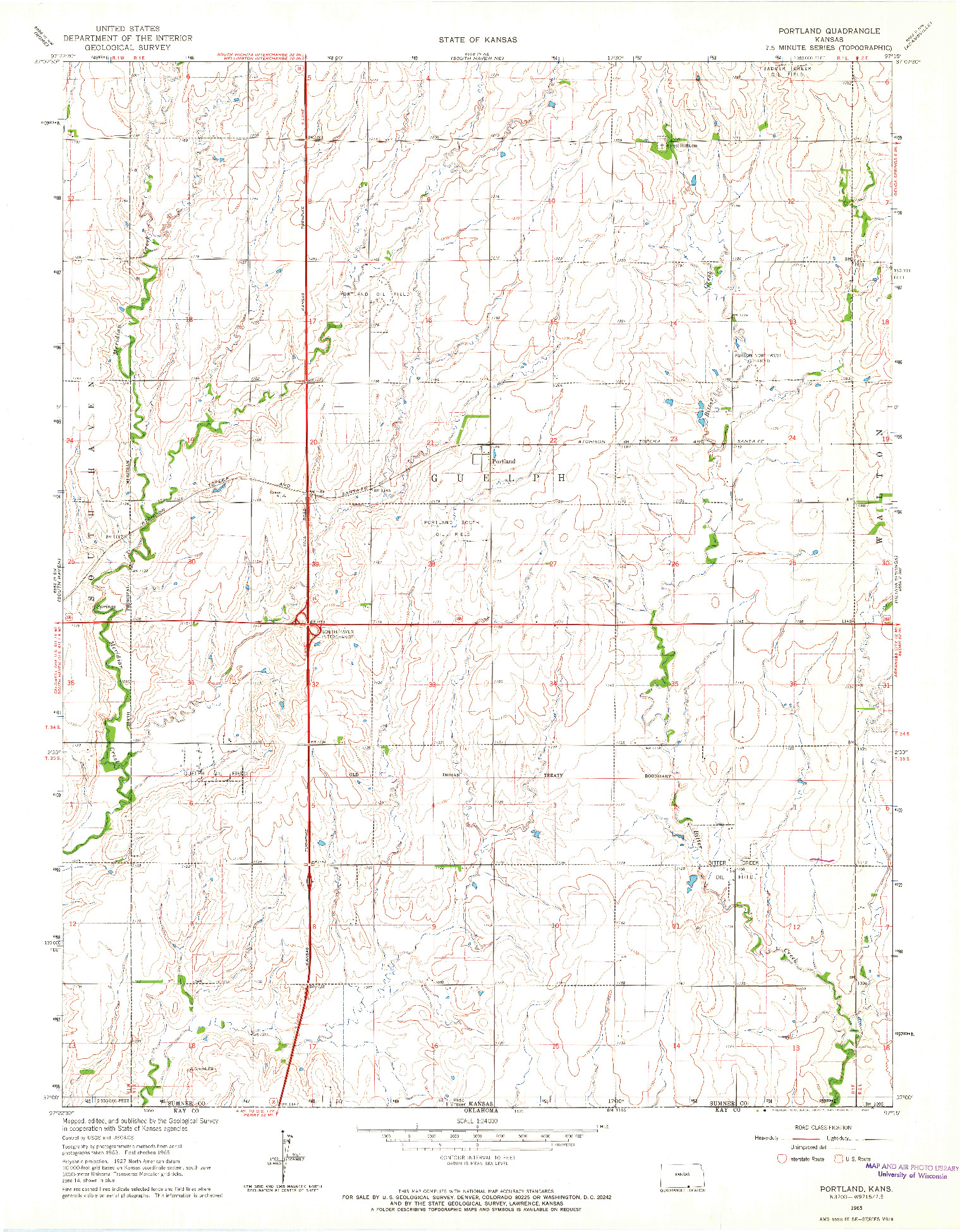 USGS 1:24000-SCALE QUADRANGLE FOR PORTLAND, KS 1965